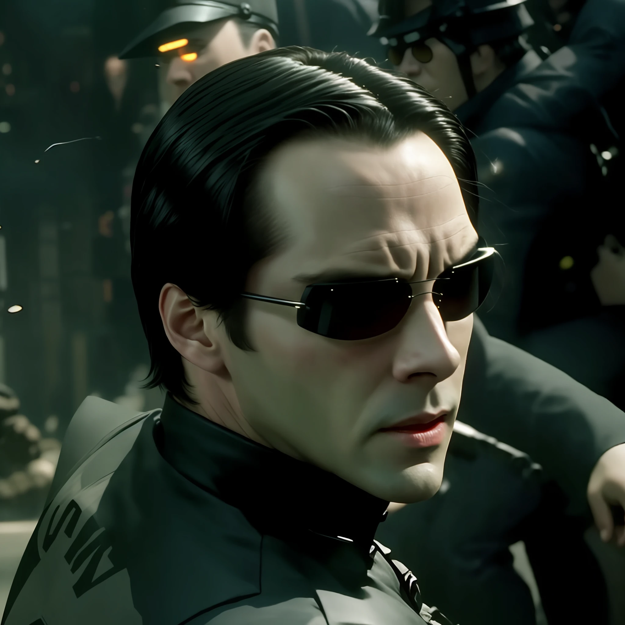 (((Keanu Reeves face como neo de The Matrix 1999))) face ,((melhor qualidade)), ((obra-prima)), (detalhada) fan art de (neo from the matix) face, ((neo de matrix face)), keanu reaves, the matrix (1999), óculos escuros, noite, 80mm, ((animação ocidental)), (neo the matrix (1999)), (cabelo curto), (Tokyo Street Nights), (((beardless))), (((Neo from The Matrix 1999))), (((young)))