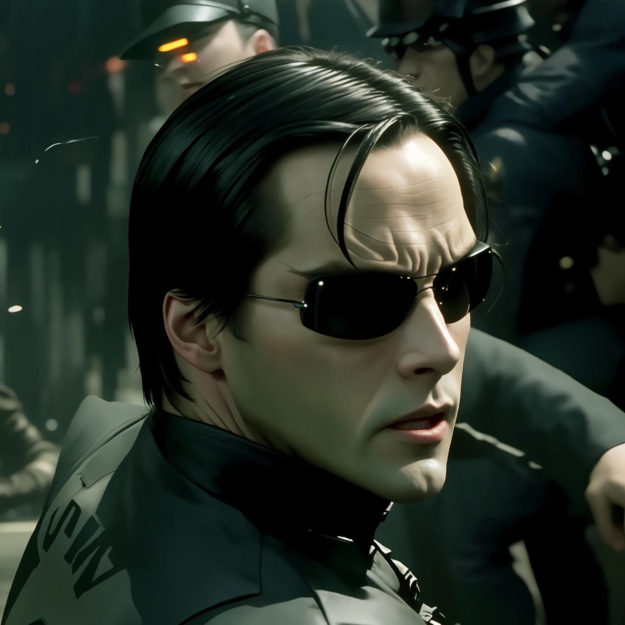 (((Keanu Reeves face como neo de The Matrix 1999))) face ,((melhor qualidade)), ((obra-prima)), (detalhada) fan art de (neo from the matix) face, ((neo de matrix face)), keanu reaves, the matrix (1999), óculos escuros, noite, 80mm, ((animação ocidental)), (neo the matrix (1999)), (cabelo curto), (Tokyo Street Nights), (((beardless))), (((Neo from The Matrix 1999))), (((young)))