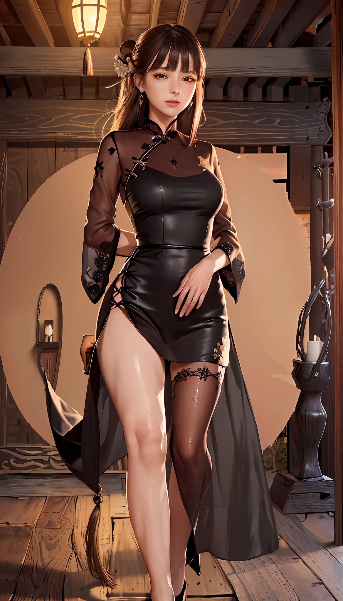 (((highly detailed, extremely detailed CG unity 8k wallpaper, illustration, highres, absurdres, beautiful detailed eyes, finely detailed breasts, highly detail hair)), ((masterpiece)),((beautiful detailed eyes)),(Transparent underwear),1girl,blush,looking down, pov crotch
1girl,solo
yixian2
looking at viewer,smile,
bangs, blush,closed mouth, red eyes,
cowboy shot,
lantern, solo, chinese clothes, dress, breasts, rigging, brown hair,china dress, high heels, shawl, hair ornament, brown eyes, blunt bangs, black footwear,mole under eye, side slit, jewelry, mole, full body, earrings, see-through, large breasts, bangs, thigh strap, looking at viewer, paper lantern, brown dress, shoes, black dress, long sleeves, tassel, sidelocks, sash, long hair, alternate costume, holding, bare legs,cheongsam
ass pointing viewer,ass up, from behind, back,