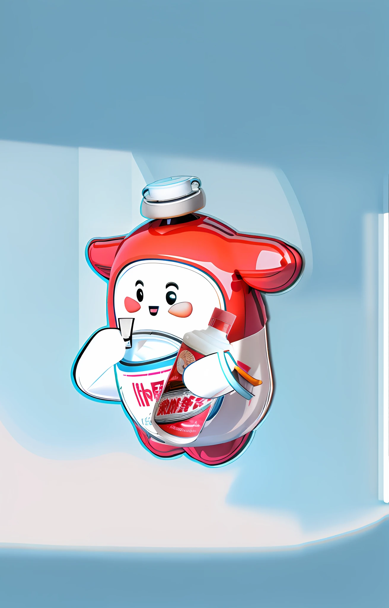 There is a cartoon character holding a glass of wine, a 3D model of a mascot, cute 3D rendering, cute! C4D, 3D illustration, 3D illustration, ( ( ( ( 3D rendering ) )