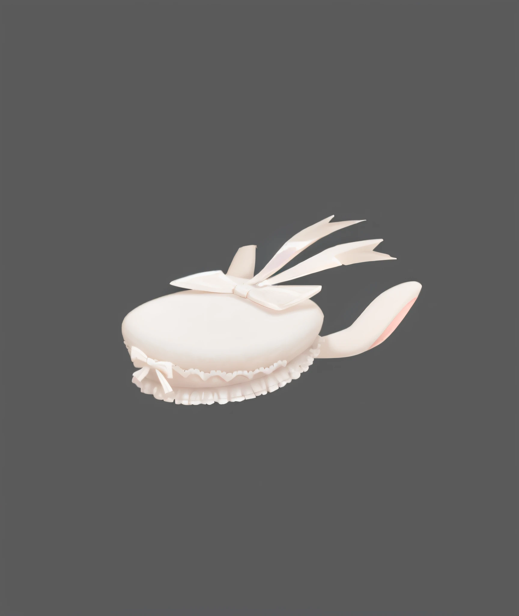 there is a crab with a bow on its head, fancy hat, render of april, game asset, soft 3d render, bunny ears, rabbit ears, low quality 3d model, fox ears illustration, 3 d render stylized, guweiz, cel shaded pbr, white cap, with bunny ears, anime styled 3d, small hat, with bunny rabbit ears