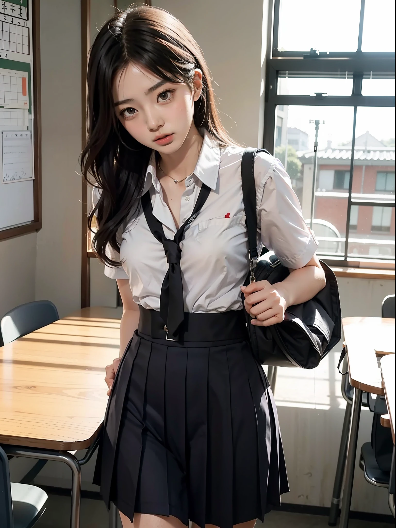 Japanese School uniform high School student,run to classroom,sexy