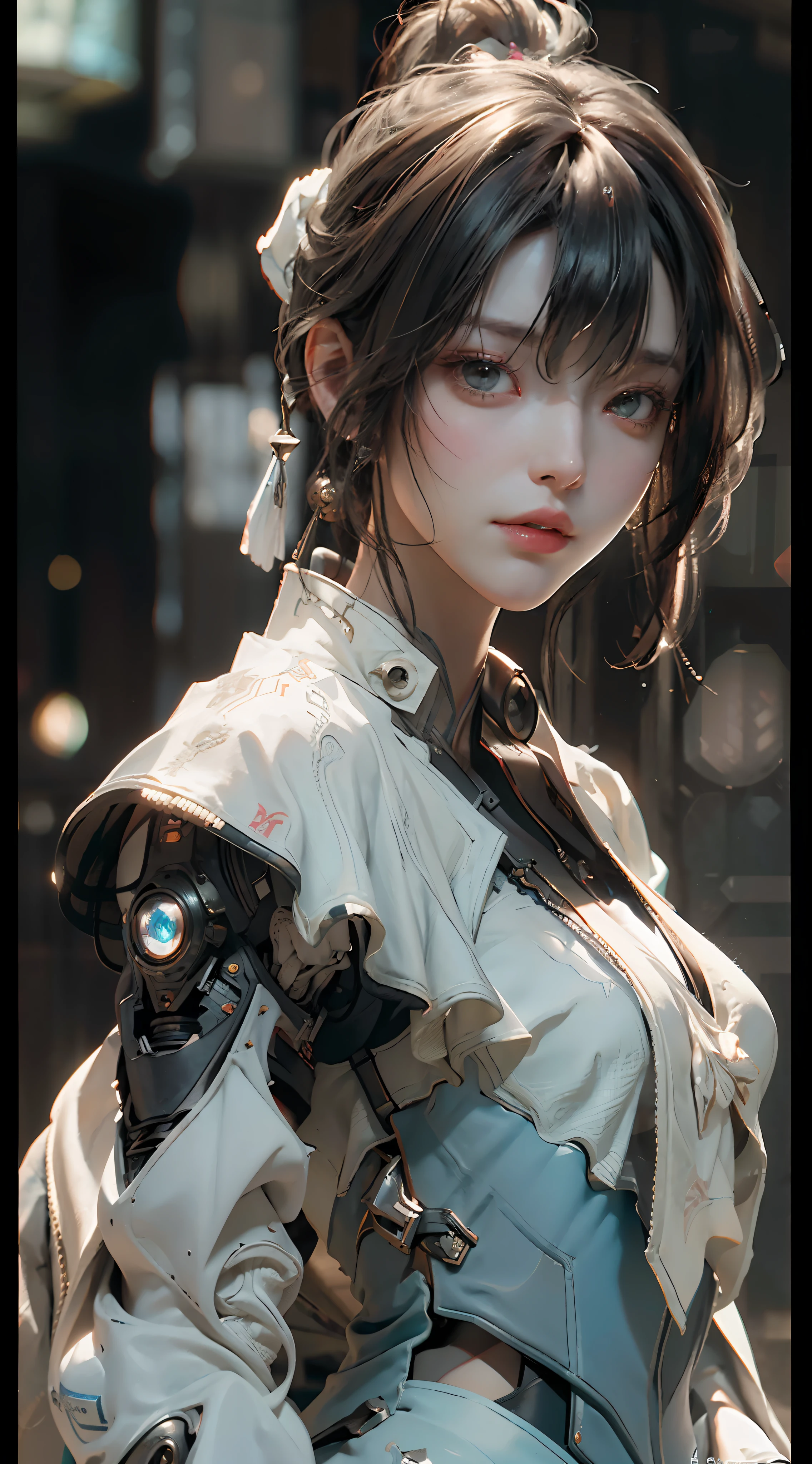 ((Best quality)), ((masterpiece)), (detailed:1.4), 3D, an image of a beautiful cyberpunk female,HDR (High Dynamic Range),Ray Tracing,NVIDIA RTX,Super-Resolution,Unreal 5,Subsurface scattering,PBR Texturing,Post-processing,Anisotropic Filtering,Depth-of-field,Maximum clarity and sharpness,Multi-layered textures,Albedo and Specular maps,Surface shading,Accurate simulation of light-material interaction,Perfect proportions,Octane Render,Two-tone lighting,Wide aperture,Low ISO,White balance,Rule of thirds,8K RAW,