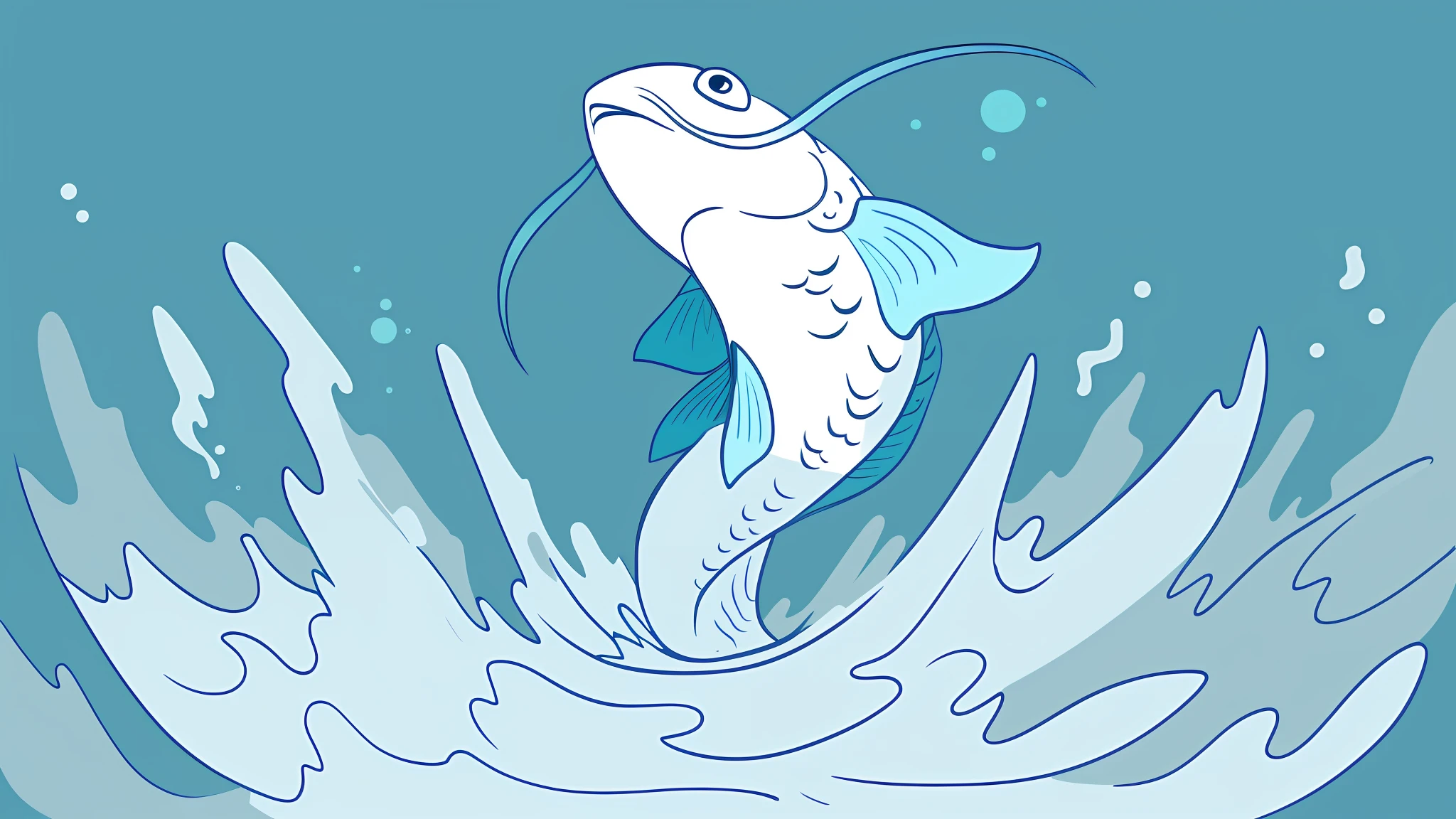 a drawing of a fish with a long tail in the water, simple lineart, stylized linework, fish in the background, sharp lineart, thick black lineart, clean lineart, bold lineart, thick lineart, variable lineart, lineart, thick vector line art, line - art, line art, intense line art, perfect lineart