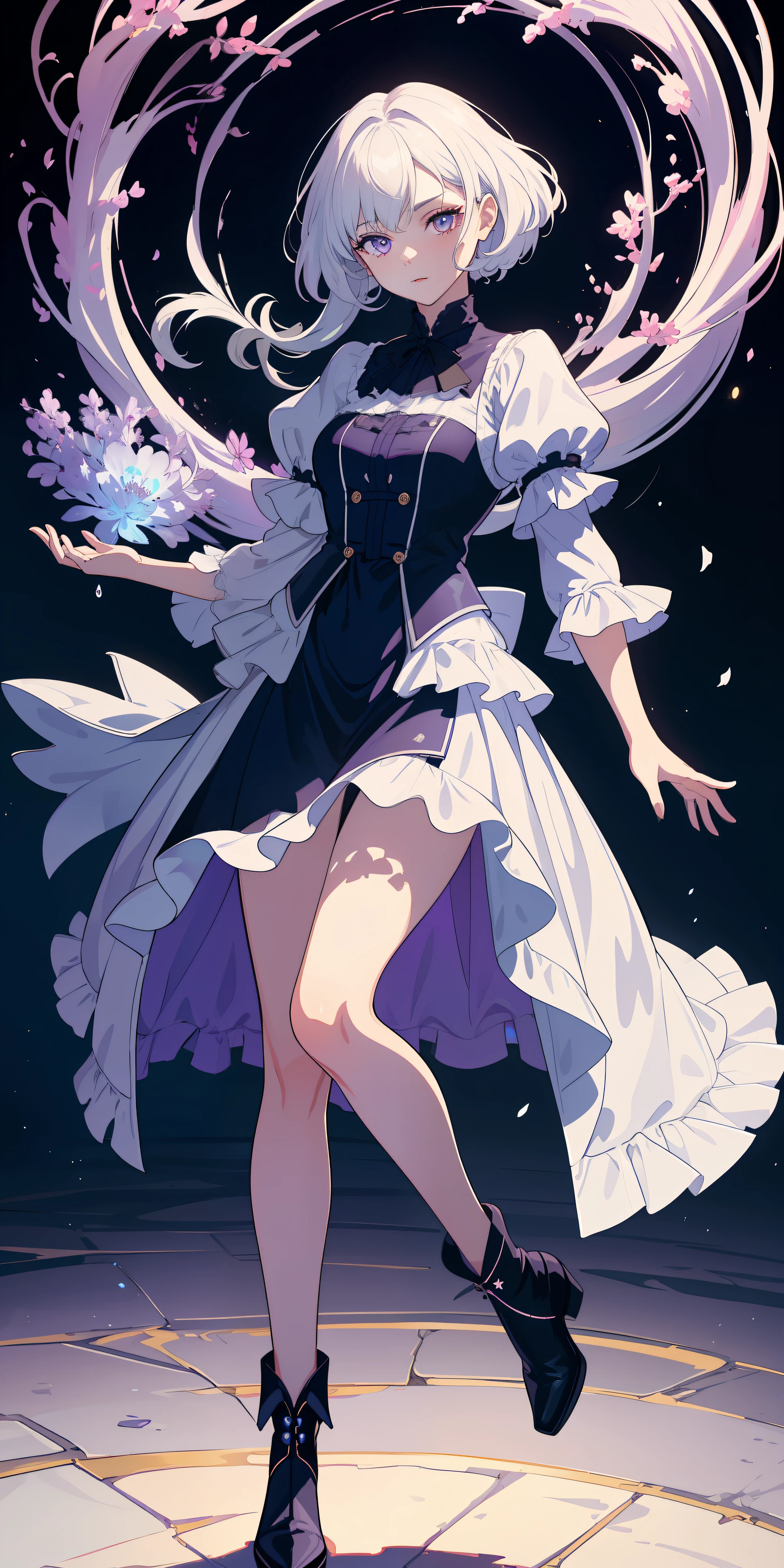 (masterpiece:1.2, best quality), (finely detailed beautiful eyes: 1.2), (extremely detailed CG unity 8k wallpaper, masterpiece, best quality, ultra-detailed, best shadow), (detailed background), (beautiful detailed face, beautiful detailed eyes), High contrast, (best illumination, an extremely delicate and beautiful),1girl,((colourful paint splashes on transparent background, dulux,)), dynamic angle,beautiful detailed glow,full body, cowboy shot, white hair, purple eyes,