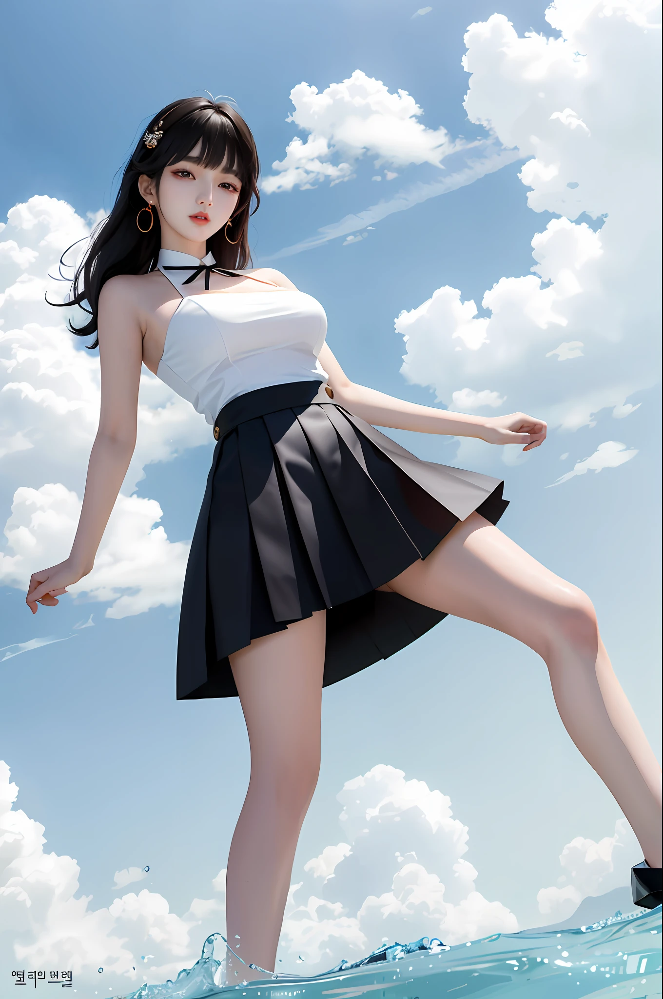 1 korean cute girl,  (21 years old cute Korean girl:1.2), (kpop idol:1.2), (korean beauty:0.8), (korean mixed), (large breasts),