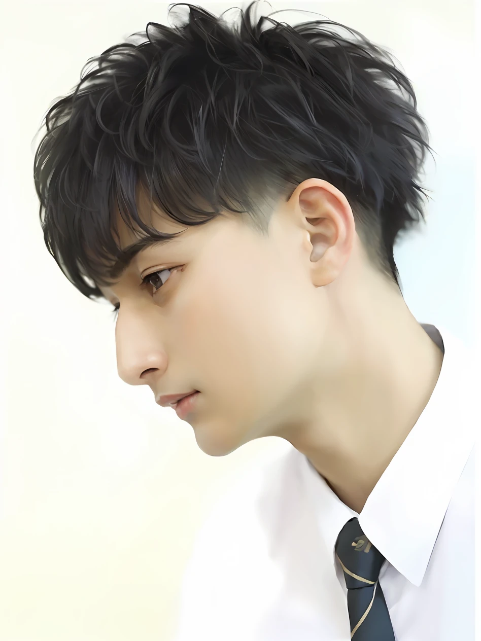 arafed asian man with a tie and a white shirt, a handsome man，black short hair, boy has short black hair, cai xukun, short hair on top of his head, aramaki shinji, with short hair, by Cheng Jiasui, shinji, yanjun chengt, by Tadashi Nakayama, really good looking face!!