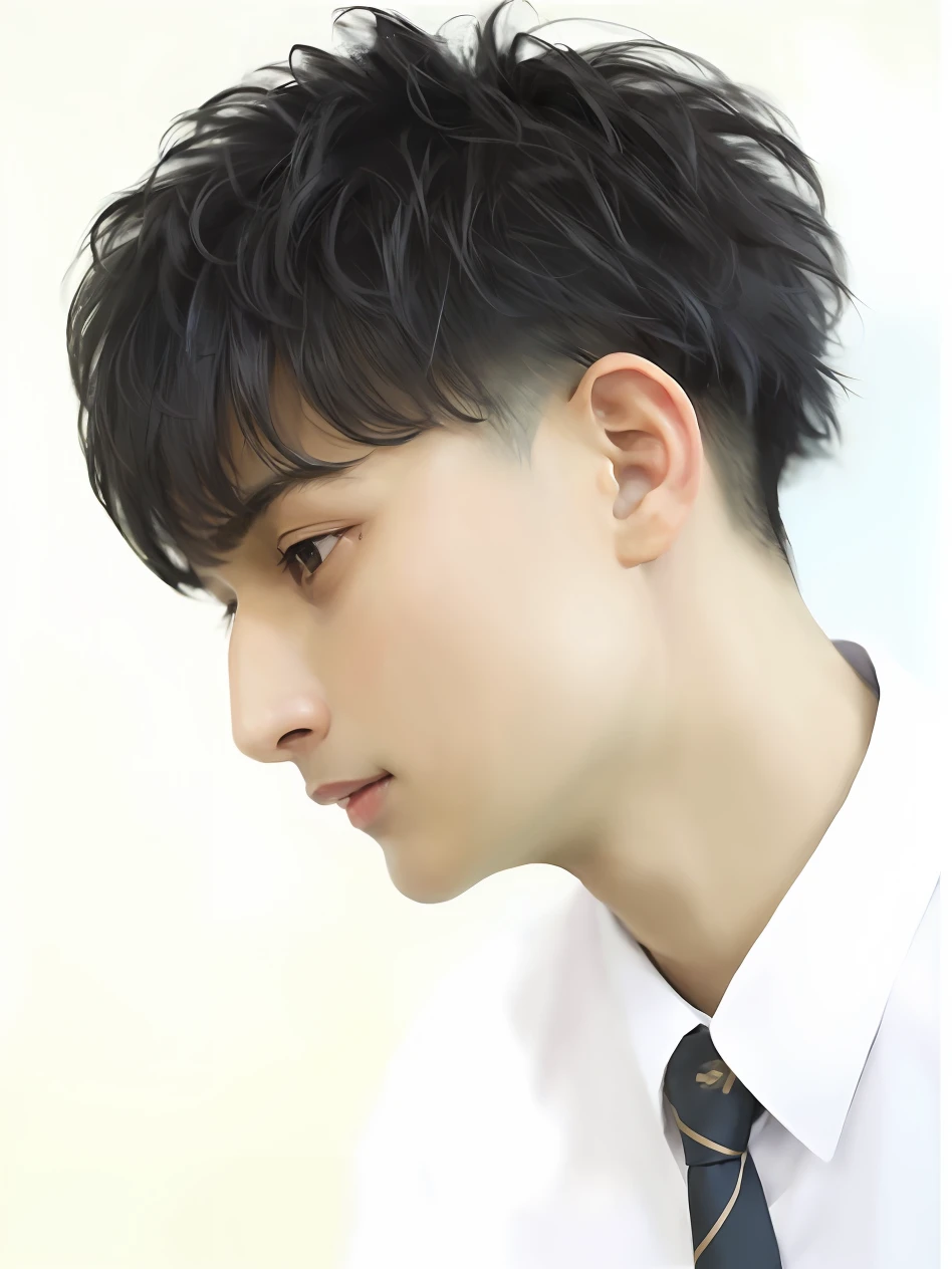 Alafed asian man in tie and white shirt, full body, handsome man, black short hair, boy short black hair, ruthless, laughing, darkness, dark blue hair, shirtless, short hair on the head, alamaxinji, short hair, change asui, shinji, yan junchen, zheng zhongshan, really good looking face!!