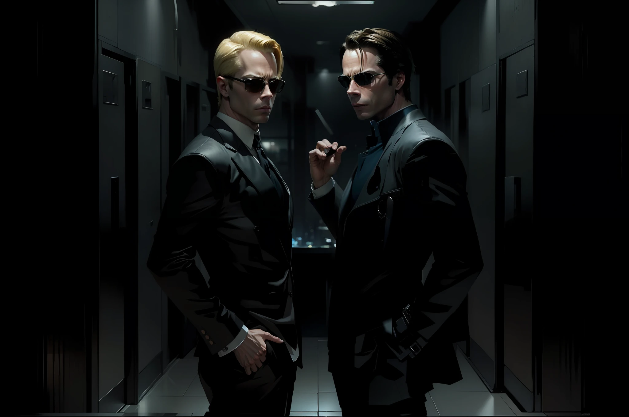 evil looking blond GUY PEARCE face, blond GUY PEARCE in a suit with square sunglasses close up, blond GUY PEARCE in a suit angry, blond GUY PEARCE in a suit with squared sunglasses, square sunglasses