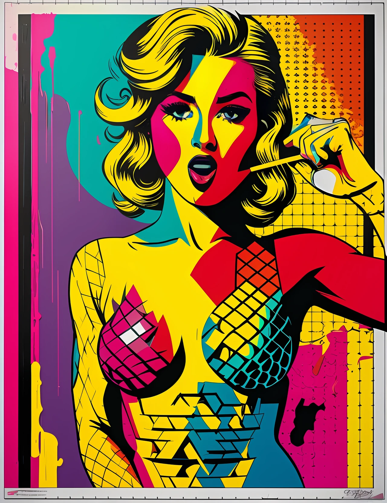 woman biting pineapple, sexy beautiful, sexy hot wet,, perfect , pop art style, — ar 9:16 --auto --s2
