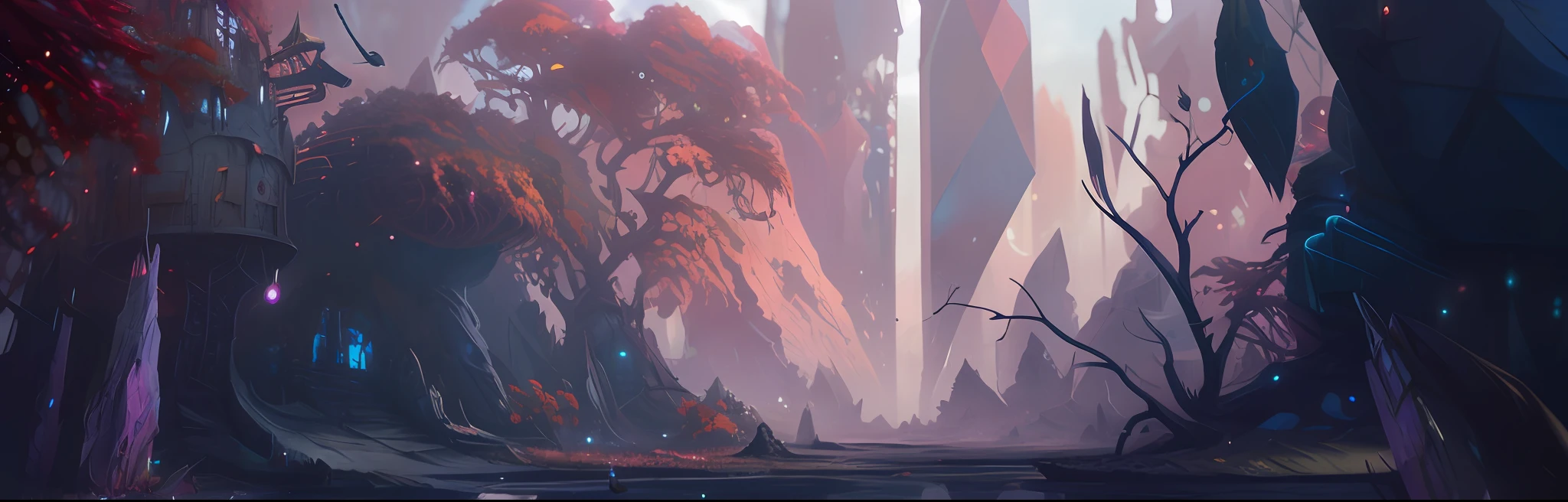there is a picture of a very colorful and creepy looking area, silvain sarrailh, award winning concept artist, bastien grivet, senior concept artist, 4k highly detailed digital art, digital painting concept art, detailed digital concept art, 4 k resolution concept art, inspired by Paul Lehr, paul lehr and beeple, crystal forest