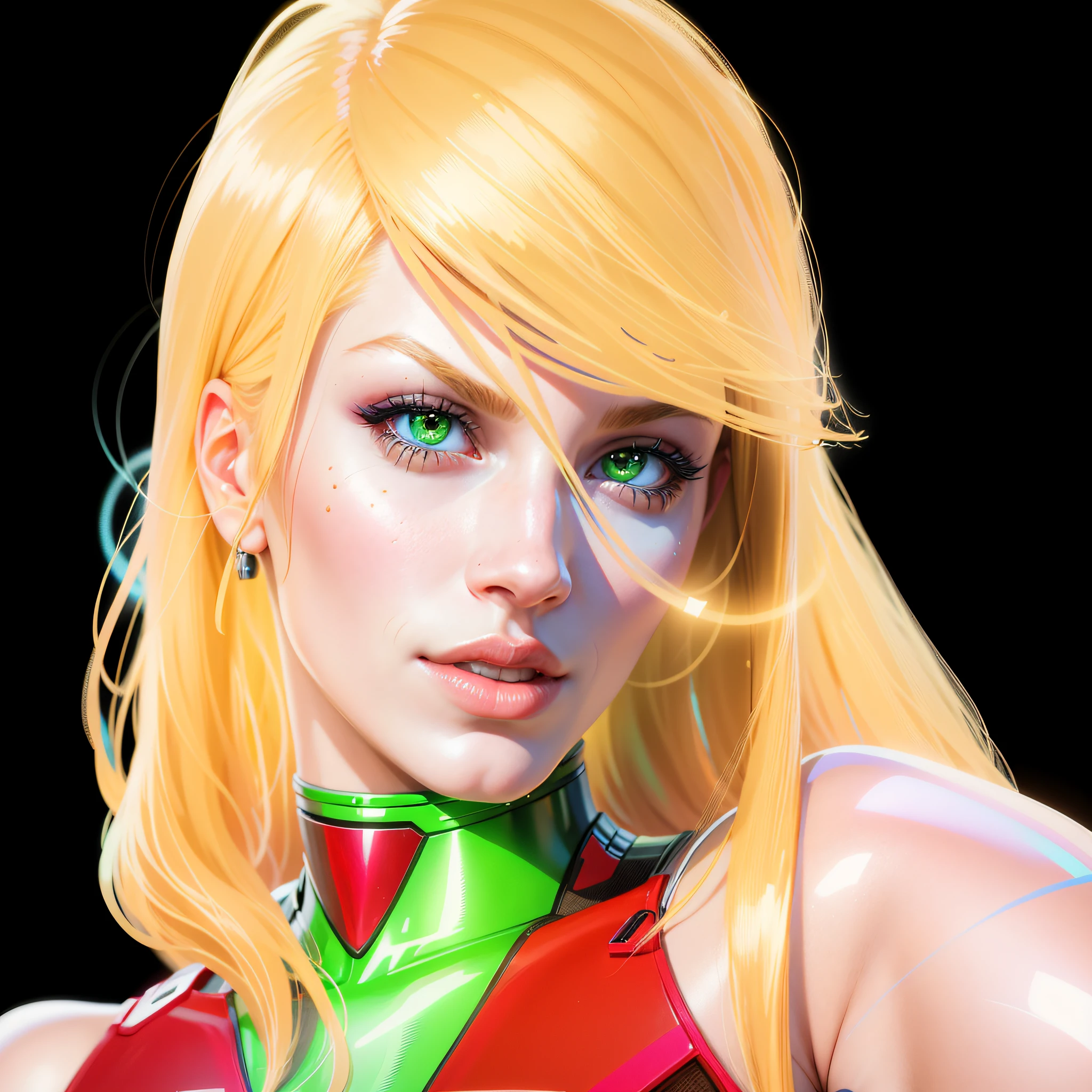 a closeup of a beautiful European style woman,with symmetrical and natural photorealistic face with ultra realistic and super detailed blonde hair and with natural lighting, wearing and leather in shades of green and blue ultra realite, cyborg noble woman, cyborg portrait, photorealistic digital painting, cyberpunk blonde female, cyborg girl, pinup beautiful cyborg girl, portrait of futuristic woman, cyborg woman, female cyborg, cyborg beautiful girl, portrait of a sci-fi woman, portrait of jean grey, scifi woman, artgerm 4 k, photorealistic image of a woman with perfect body white skin and with realistic berd eyes, with hyper realistic and ultra detailed wavy blonde hair with golden metal suit, young young woman, young portrait, bright digital painting, cyberpunk blonde female, pinup girl with beautiful hyper realsite body, futuristic woman portrait, cyborg woman, female cyborg, cyborg beautiful girl, portrait of a sci-fi woman, mulhet scifi, artgerm 8k hyper sharpness, bright painting, natural lighting, masterpiece, real photo style, hyper detailed with 3d realistic photo render, no dark edges, masterpiece, no edges, ultra realism, hyper realism, ultra realism, stronger light blue lighting focus coming from your hand, ultra realistic light, 8k, masterpiece. natural lighting