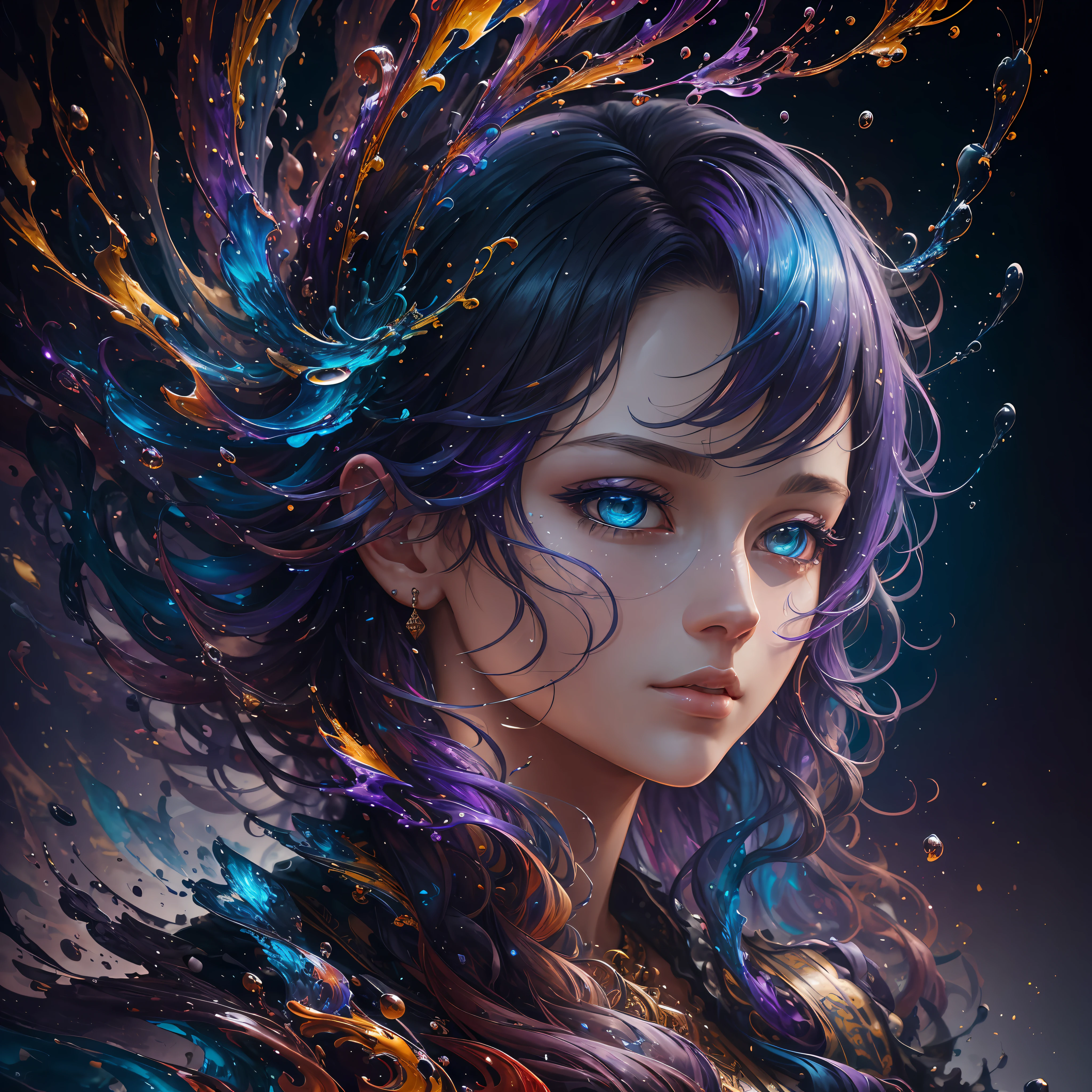Colorful beautiful girl: a giru 18-years old, messy hair, oil painting, nice perfect face with soft skinice perfect face, blue yellow colors, light purple and violet additions, light red additions, intricate detail, splash screen, 8k resolution, masterpiece, cute face,artstation digital painting smooth veryBlack ink flow: 8k resolution photorealistic masterpiece: intricately detailed fluid gouache painting: by Jean Baptiste Mongue: calligraphy: acrylic: watercolor art, professional photography, natural lighting, volumetric lighting maximalist photoillustration: by marton bobzert:, complex, elegant, expansive, fantastical,  wavy hair, vibrant, Best quality details, realistic, High definition, High quality texture, epic lighting, Cinematic film still, 8k, soft lighting, anime style, masterful playing card border, random Colorful art, oil painting, blue yellow colors, light purple and violet additions, light red additions, intricate detail, splash screen, 8k resolution, masterpiece, artstation digital painting smooth veryBlack ink flow: 8k resolution photorealistic masterpiece: intricately detailed fluid gouache painting: by Jean Baptiste Mongue: calligraphy: acrylic: watercolor art, professional photography, natural lighting, volumetric lighting maximalist photoillustration: by marton bobzert:, complex, elegant, expansive, fantastical, vibrant --auto --s2