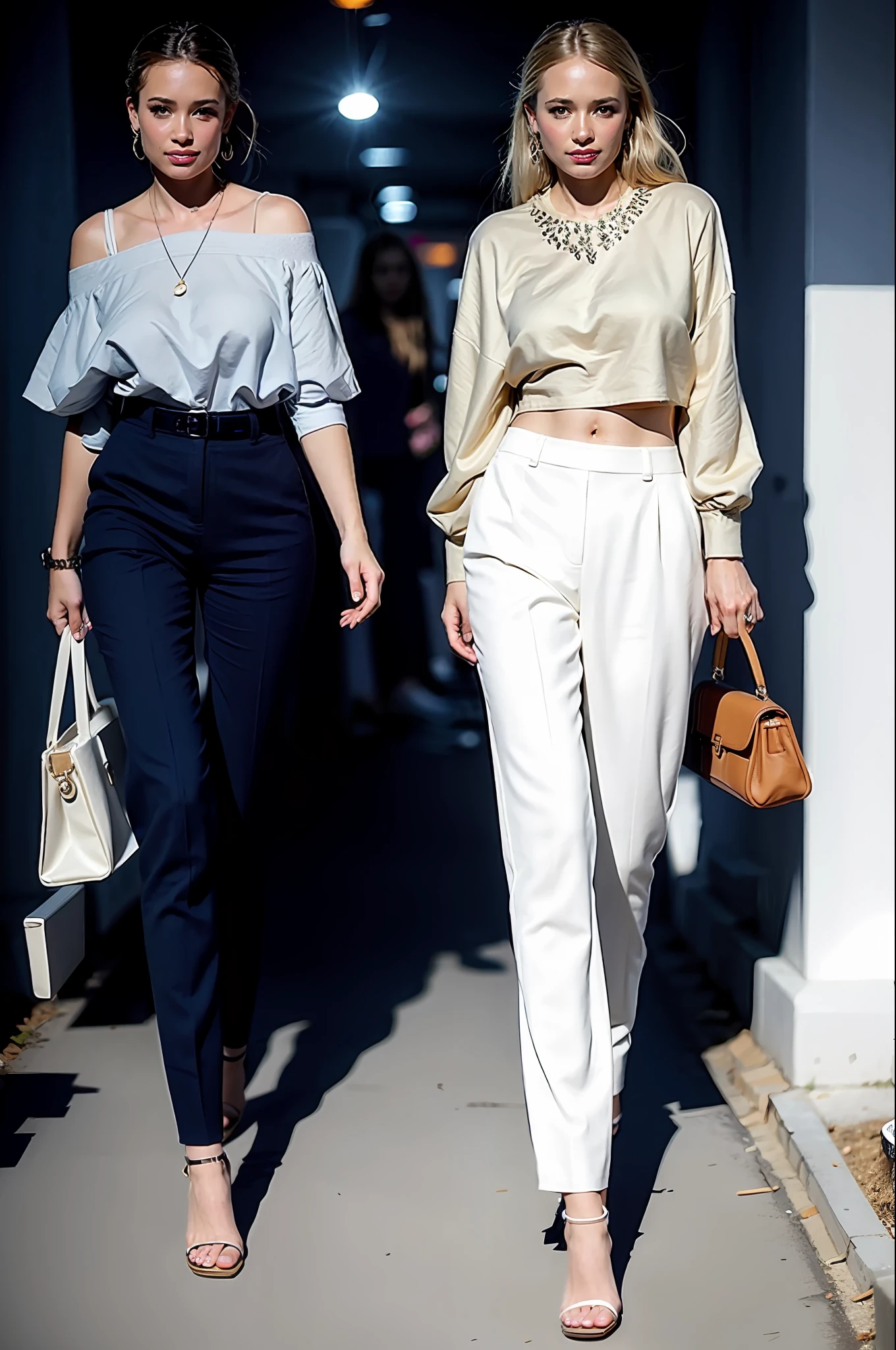 The second recommended outfit is pairing high-waisted wide-leg pants. Who says only petite ladies can rock street style? During this summer season, have you noticed that high-waisted wide-leg pants have become one of the hottest fashion items? They not only create a slimming effect but also accentuate your figure perfectly.