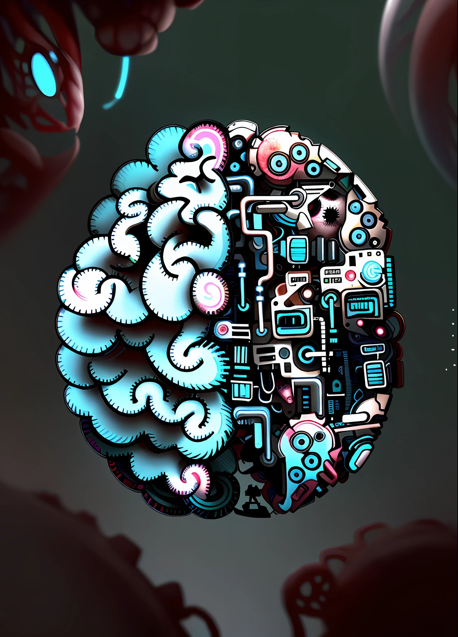 a drawing of a brain with gears and gears inside, electronic brain, neural machine, matrioshka brain, a cpu with human brains, artificial intelligence, brain connected to computer, whose mind is pure machinery, artificial intelligence machine, artificial intelligence logo, metal brain, machine learning, strong artificial intelligence, featuring brains, brains, human brain, op art brain, BioPunkAI
