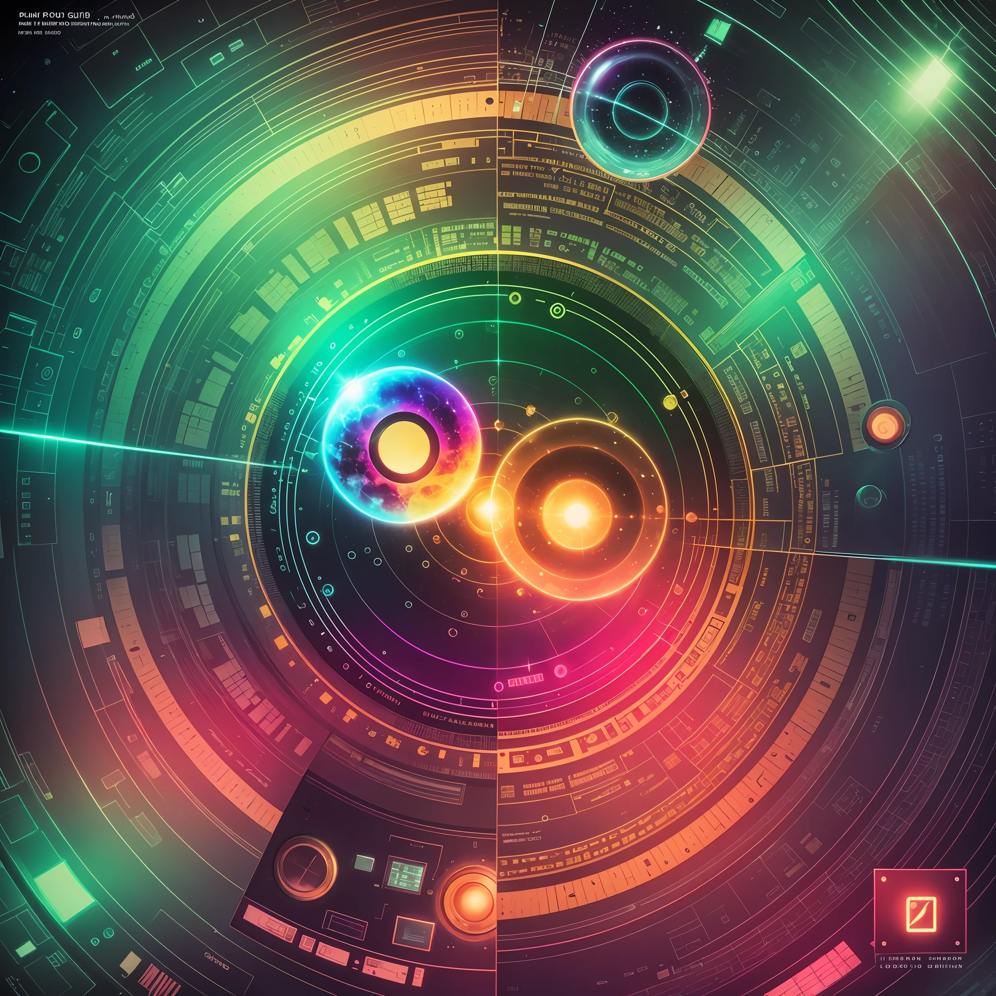 Album cover, music, lo-fi, subatomic particles, quarks, photons, gluons --auto --s2