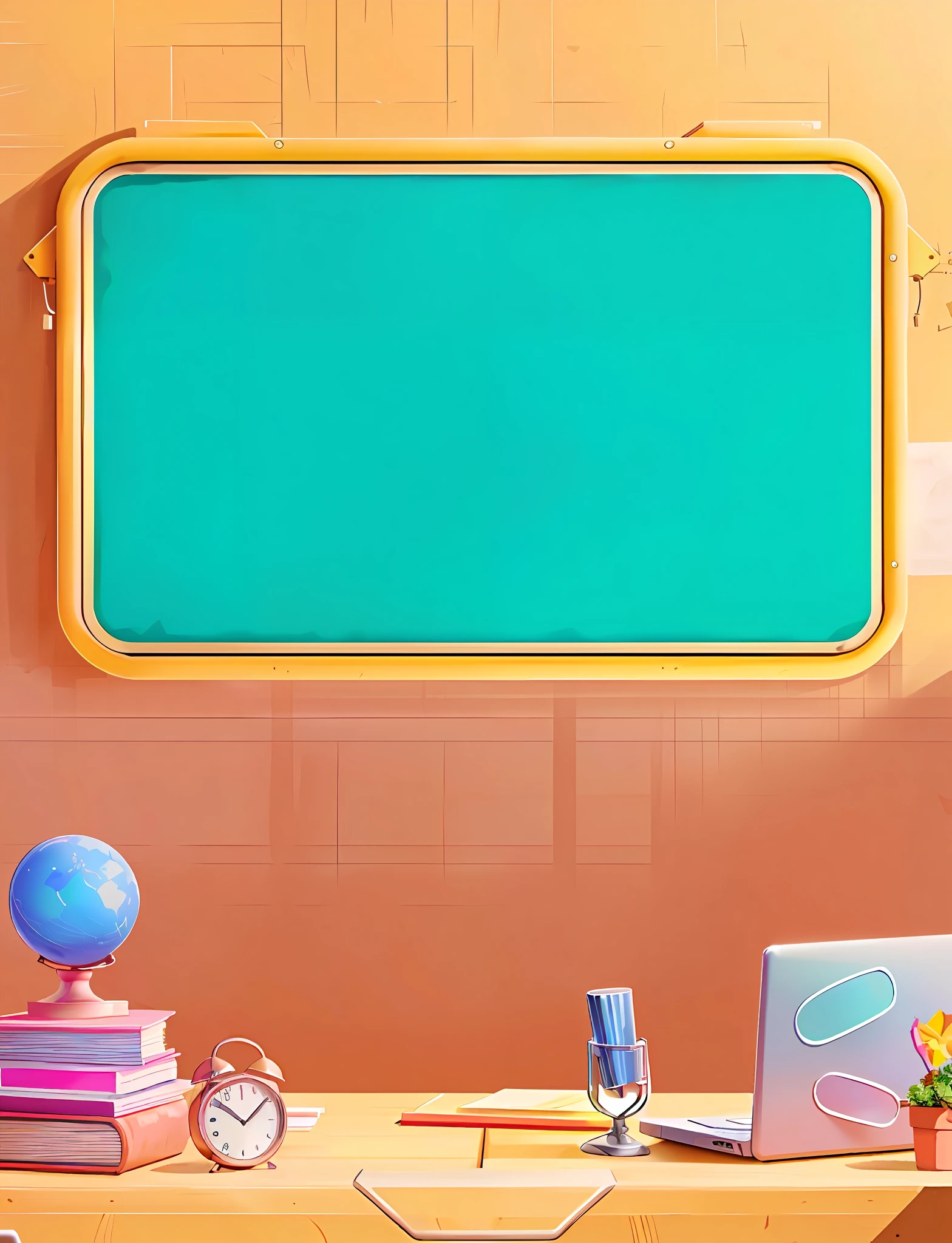There is a table with laptop and chalkboard, classroom background, rich desktop element with rich colors, high school background, detailed school background, background art, personal room background, basic background, background blackboard, random background scene, background artwork, empty background, magic lab background, school classroom, blank background, solid color background, clean background, workshop background, background (solid), classroom, phone background