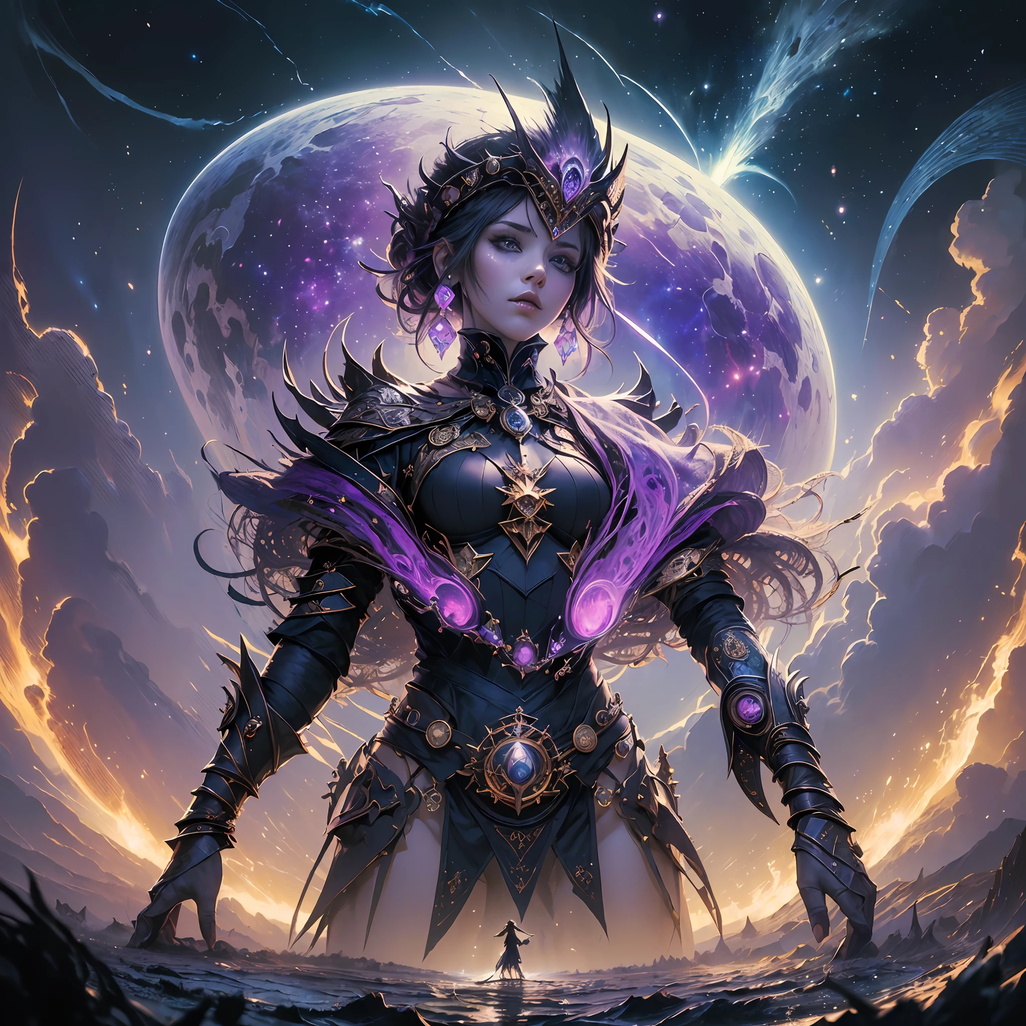 (masterpiece, best quality:1.4),(absurdres, highres, ultra detailed:1.2), (1 beauiful girl:1.4),(using dark magic:1.4),purple magic,playful illustrations, imaginative overlays, artistic fusion,fantastical scenes, evocative narratives, striking visuals, upper body --auto --s2