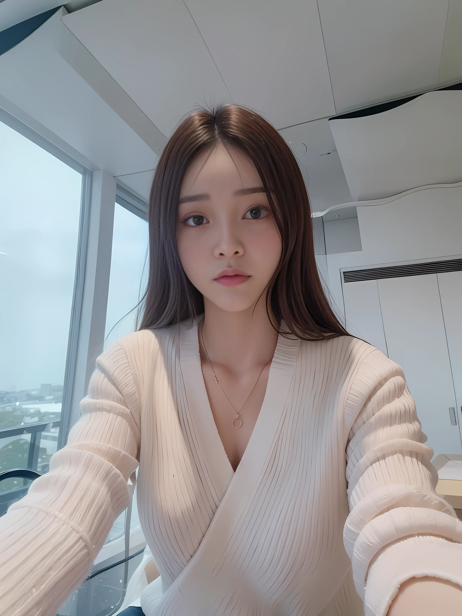 White sweater selfie in big room, 8k selfie photo, Wu Xisen, Chen Shintong, Ye Wenfei, gorgeous Korean young woman, ulzzang, beautiful Korean woman, Choi Hyun-hwa, Nam Jae-yeon, Korean girl, Yoo Sung-woo, Kung Bi, beautiful Korean young woman, Chen Lulu
