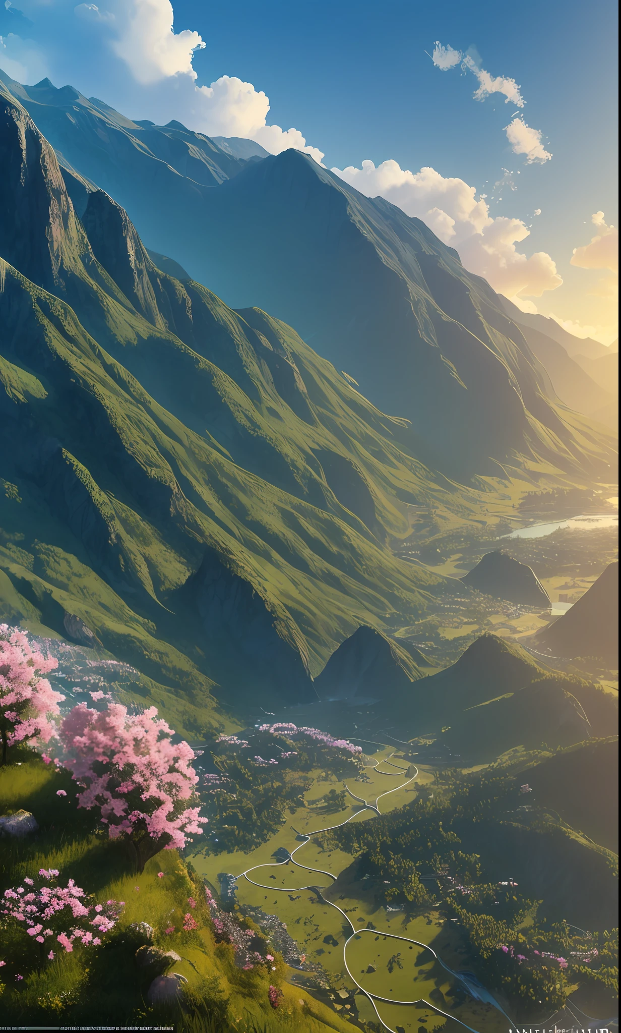 masterpiece, best quality, high quality, extremely detailed CG unity 8k wallpaper, scenery, outdoors, sky, cloud, day, no humans, mountain, landscape, water, tree, blue sky, waterfall, cliff, nature, lake, river, cloudy sky,award winning photography, Bokeh, Depth of Field, HDR, bloom, Chromatic Aberration ,Photorealistic,extremely detailed, trending on artstation, trending on CGsociety, Intricate, High Detail, dramatic, art by midjourney --auto --s2