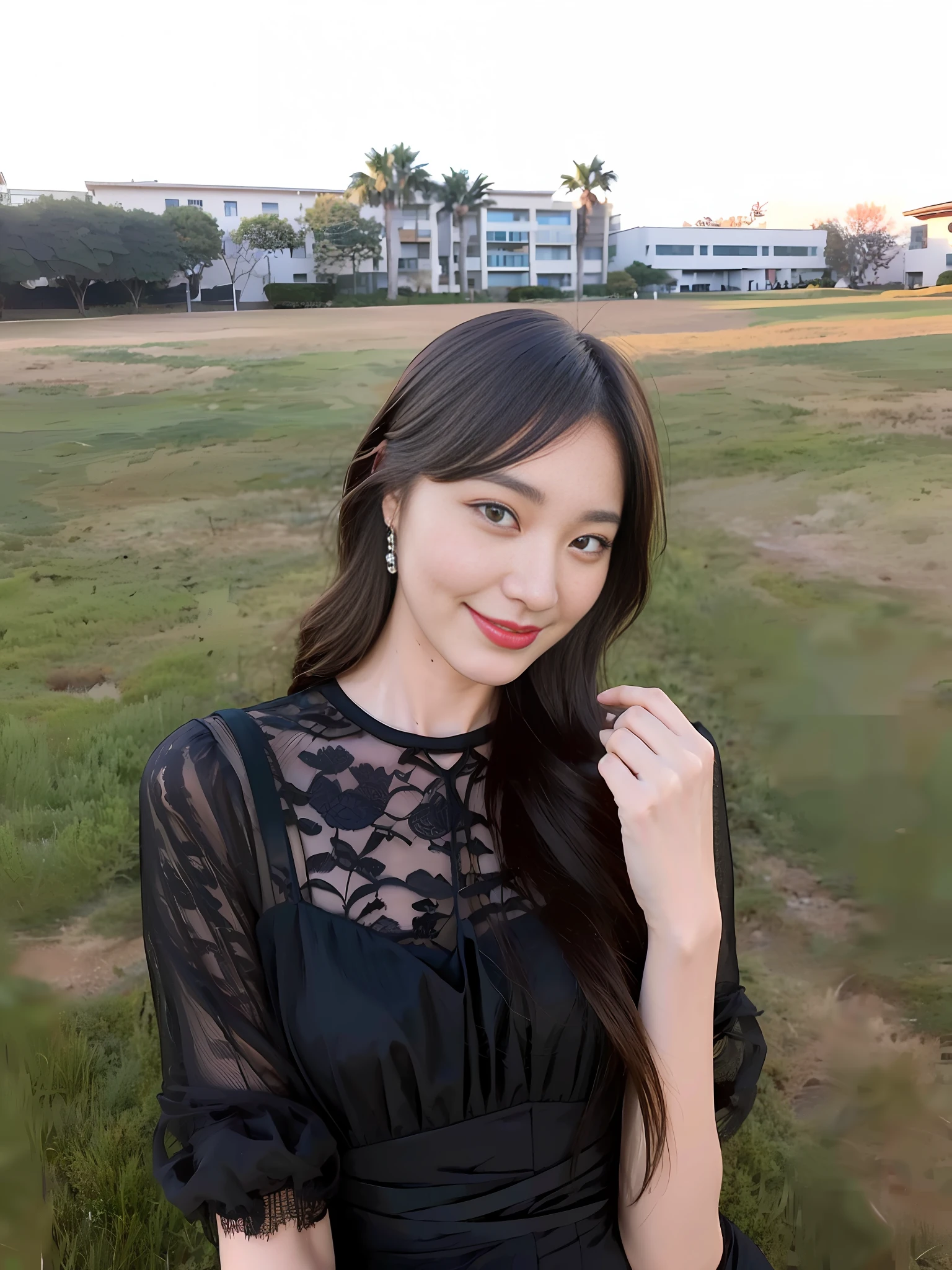 (Masterpiece: 1.3), (8k, realistic, RAW photo, best quality: 1.4), ((black, short hair: 1.5)), Arakfi asian woman posing for photo in black dress, ulzzang, korean girl, gorgeous korean young woman, beautiful korean woman, beautiful korean young woman, good young girl, portrait of Jisoo black pink, Kim young-hin, beautiful asian girl, young cute girl, Chen Xintong