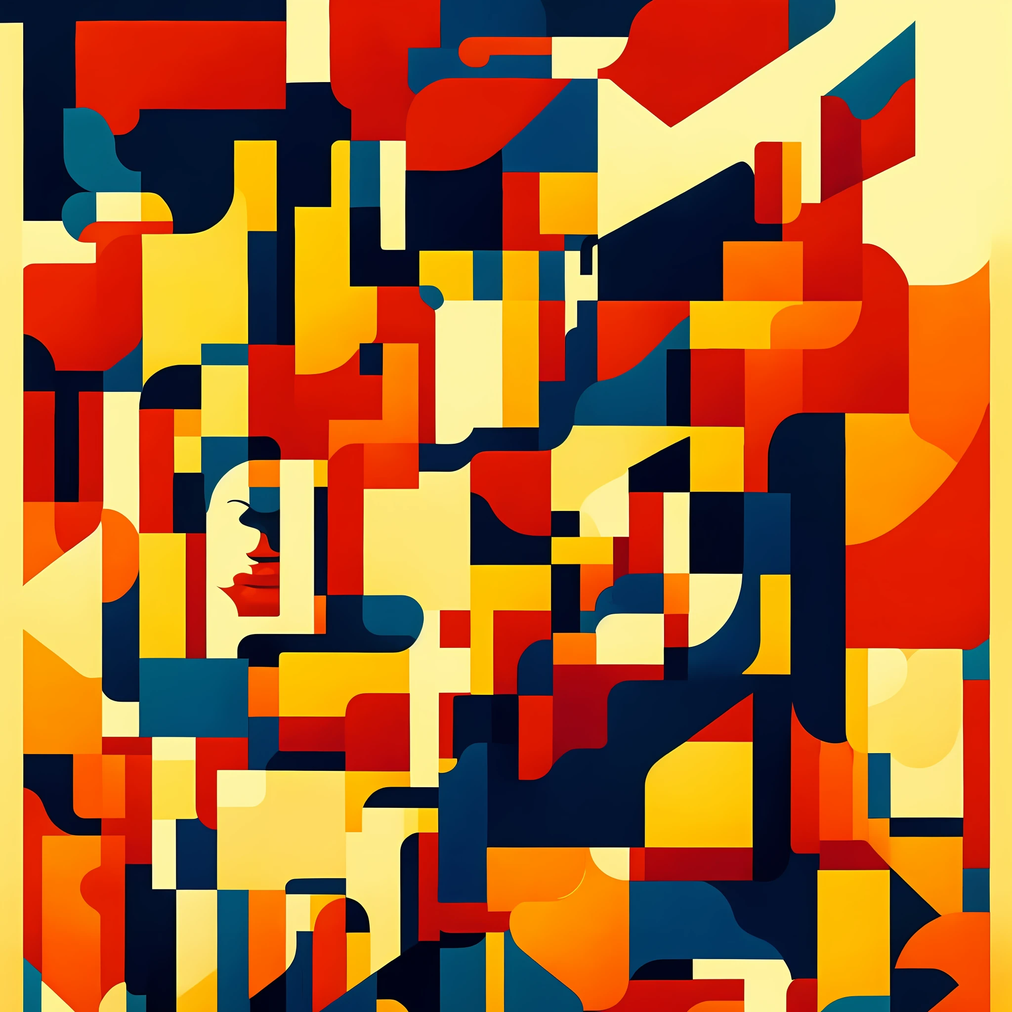 a de stijl portrait of a woman with very long legs vibrant color scheme, highly detailed, in the style of romanticism, cinematic, artstation, moebius, greg rutkowski
