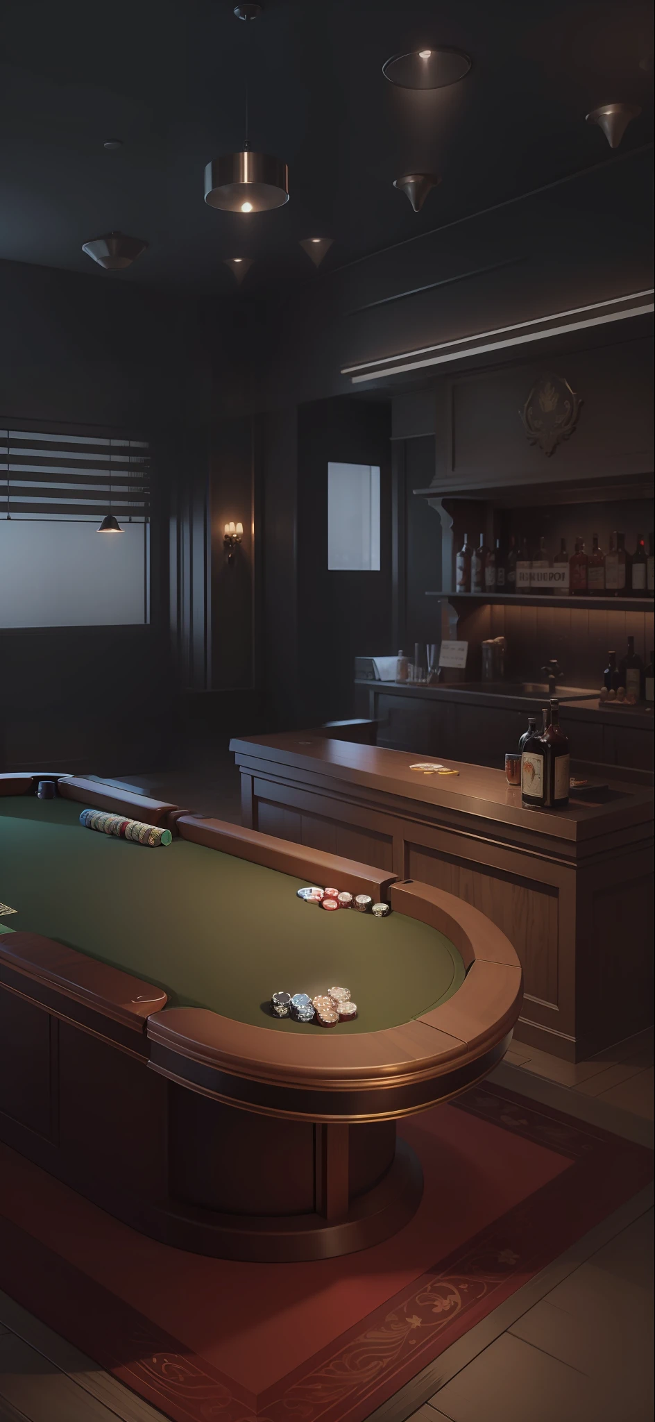 Realistic, (best quality, masterpiece: 1.3), bar, club, poker table --auto --s2