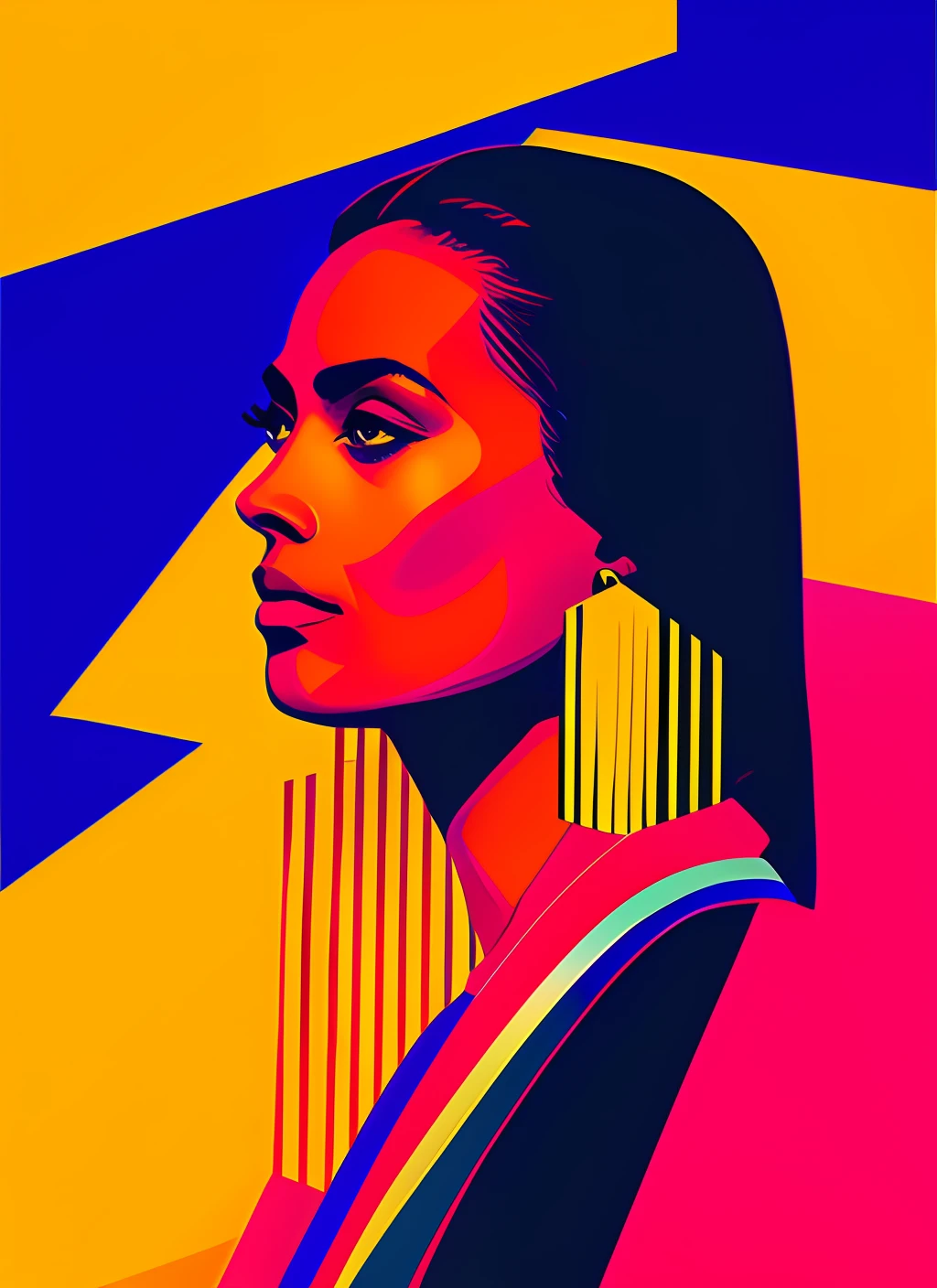 a de stijl portrait of a woman with very long legs vibrant color scheme, highly detailed, in the style of romanticism, cinematic, artstation, moebius, greg rutkowski