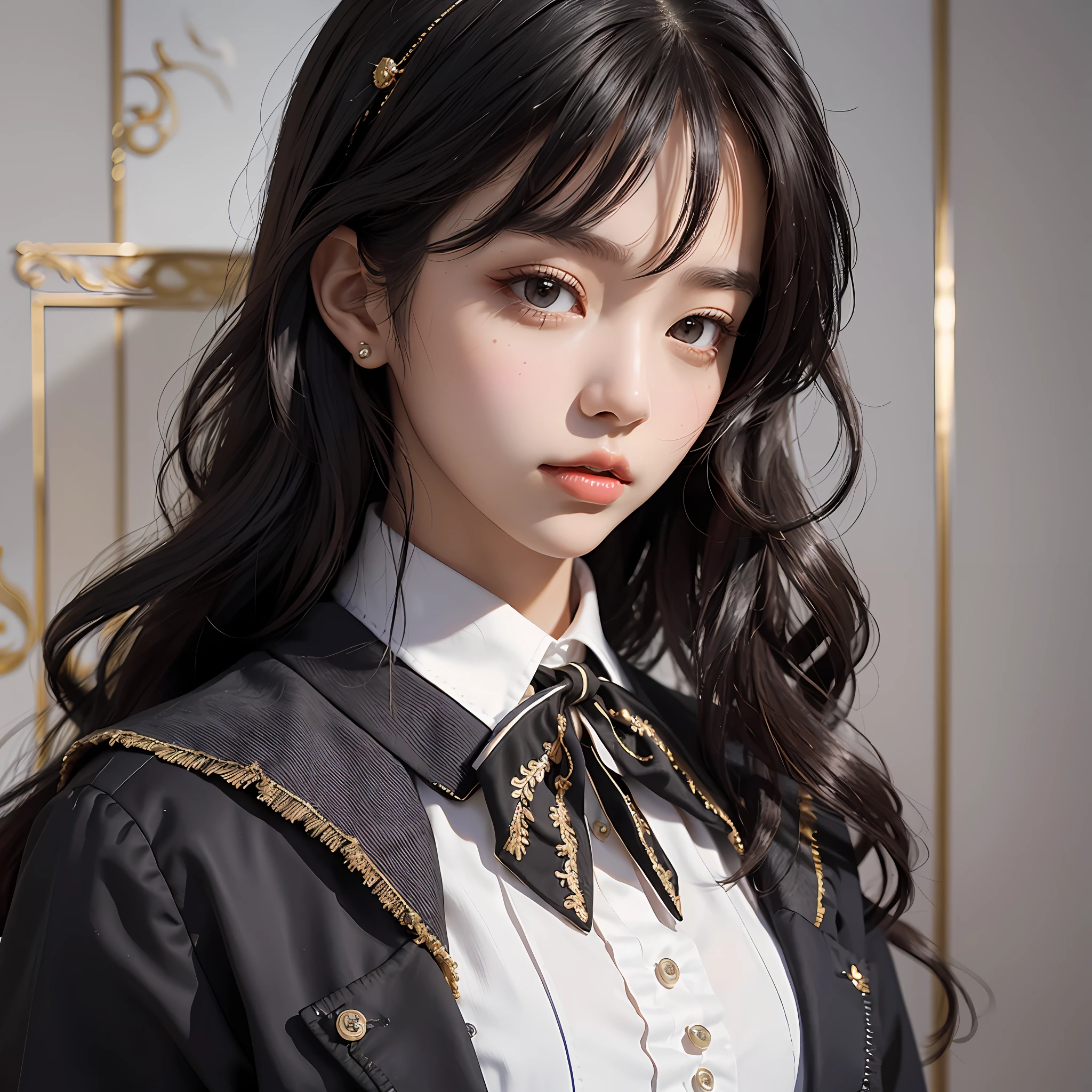 (Elegance in Private School Attire) Behold the elegance of a schoolgirl in a top-tier private school uniform, crafted with exceptional quality and texture. Her short black hair, styled with a chic fringe, perfectly frames her enchanting yellow almond-shaped eyes. With her fair, porcelain-like skin, she exudes an aura of grace and sophistication. This CG artwork showcases the meticulous attention to detail, from the precise stitching on her uniform to the delicate features of her face, making it a testament to the beauty and refinement of a girl in her school attire.