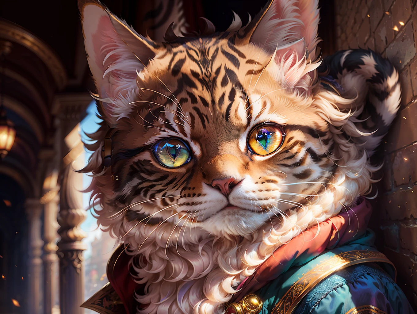 ((a cat in clothes)),, full shot, fluffy hair, anthropomorphic expressions, rich colors, exquisite details, masterpiece, realistic, artsation, cg, realistic, Unreal Engine, real light and shadow, beautiful and rich colour, amazing detail, high quality, a pair of ears
