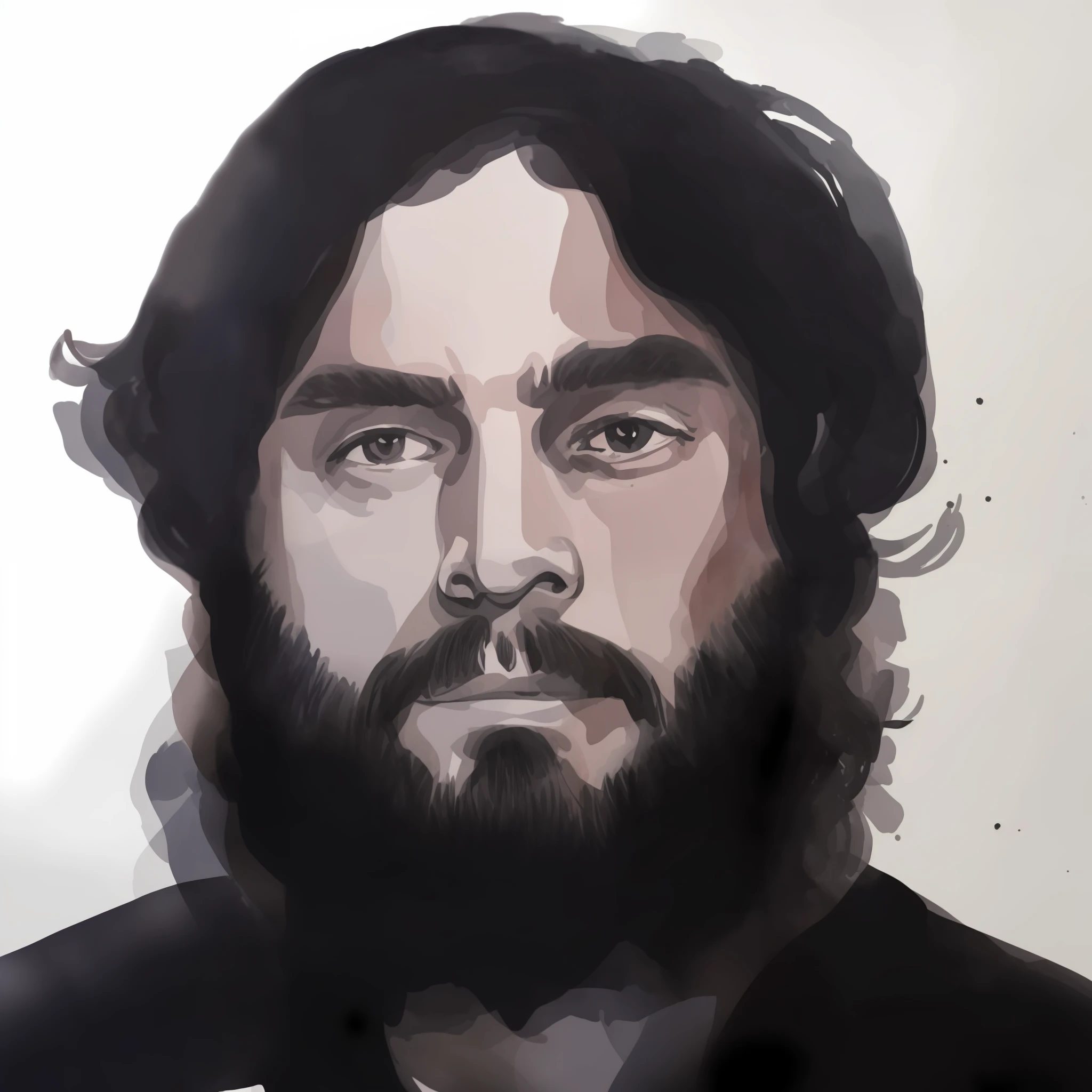 a watercolor painting with a white background a man, realistic