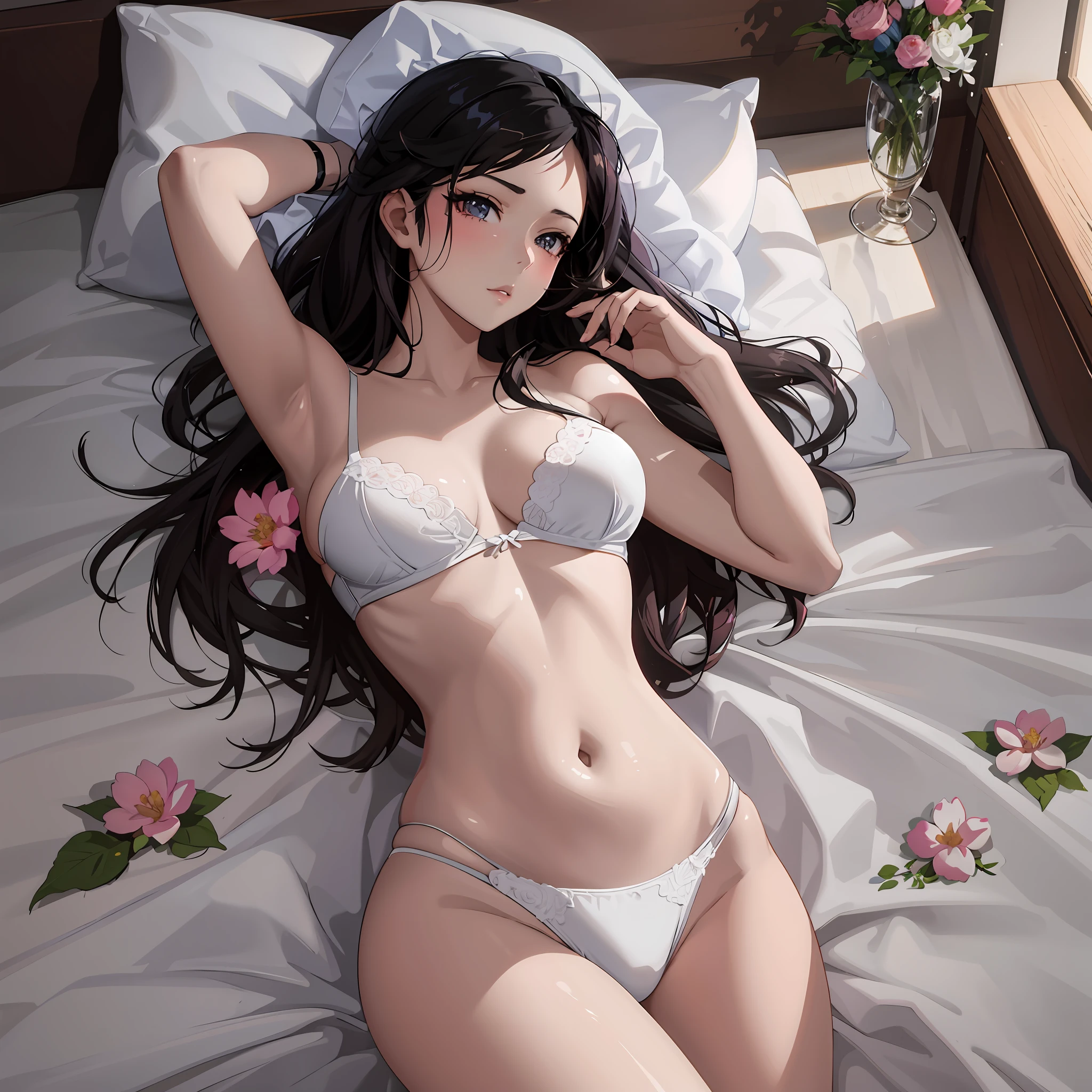 araffe woman laying on a bed with a white bra and panties, seductive anime girl, ig model | artgerm, beautiful alluring anime woman, artwork in the style of guweiz, guweiz, ! dream artgerm, guweiz masterpiece, beautiful anime girl, sexy girl, sexy pose, attractive anime girl, beautiful alluring anime teen