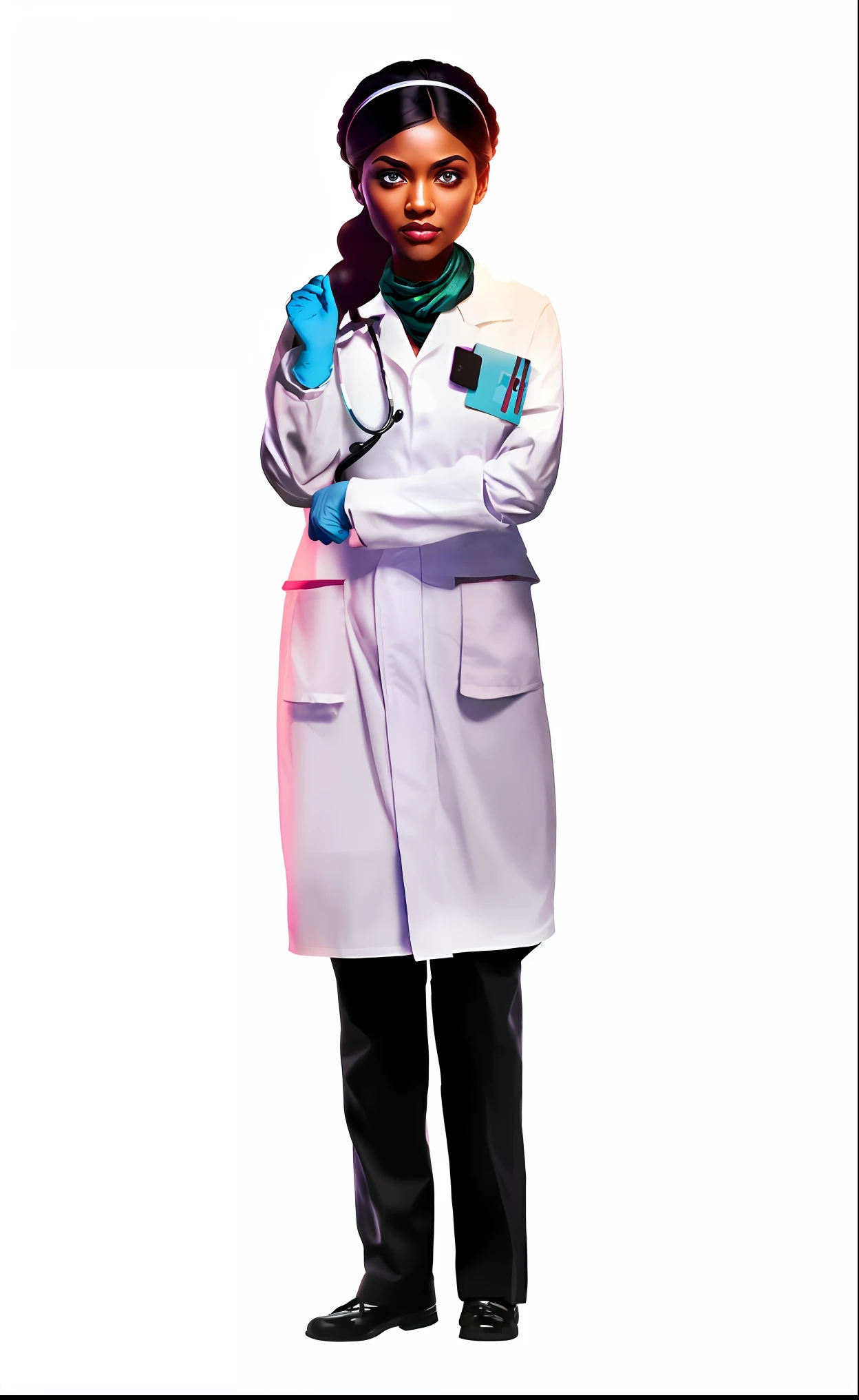 arafed woman in a lab coat and gloves standing with her arms crossed, foxish guy in a lab coat, with a lab coat, female investigator, doctor, wearing lab coat and a blouse, wearing lab coat, (doctor), wearing a lab coat, wearing a labcoat, portrait of a female pathologist, portrait of mad lady scientist