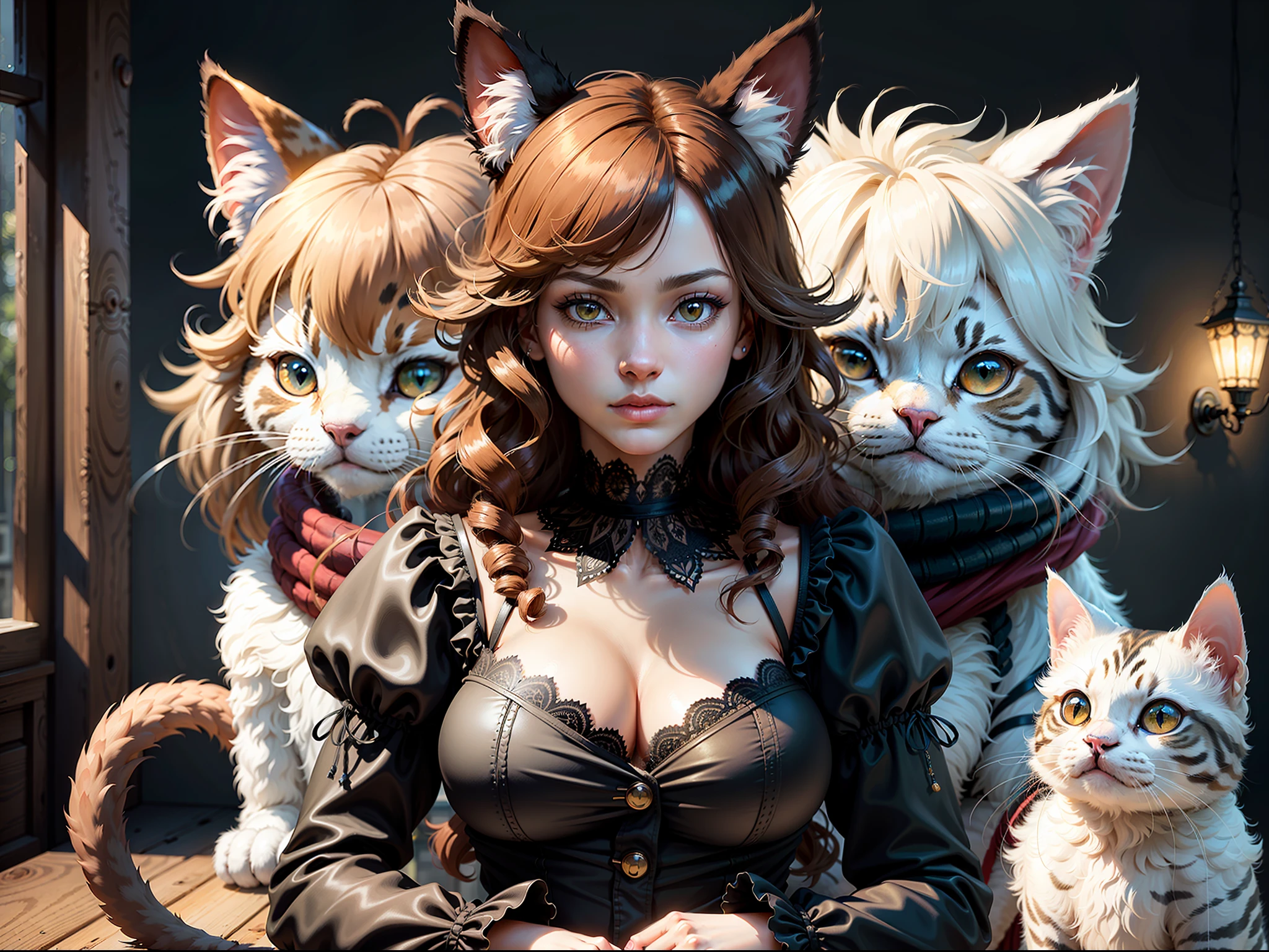 ((a cat in clothes)),, full shot, fluffy hair, anthropomorphic expressions, rich colors, exquisite details, masterpiece, realistic, artsation, cg, realistic, Unreal Engine, real light and shadow, beautiful and rich colour, amazing detail, high quality, a pair of ears