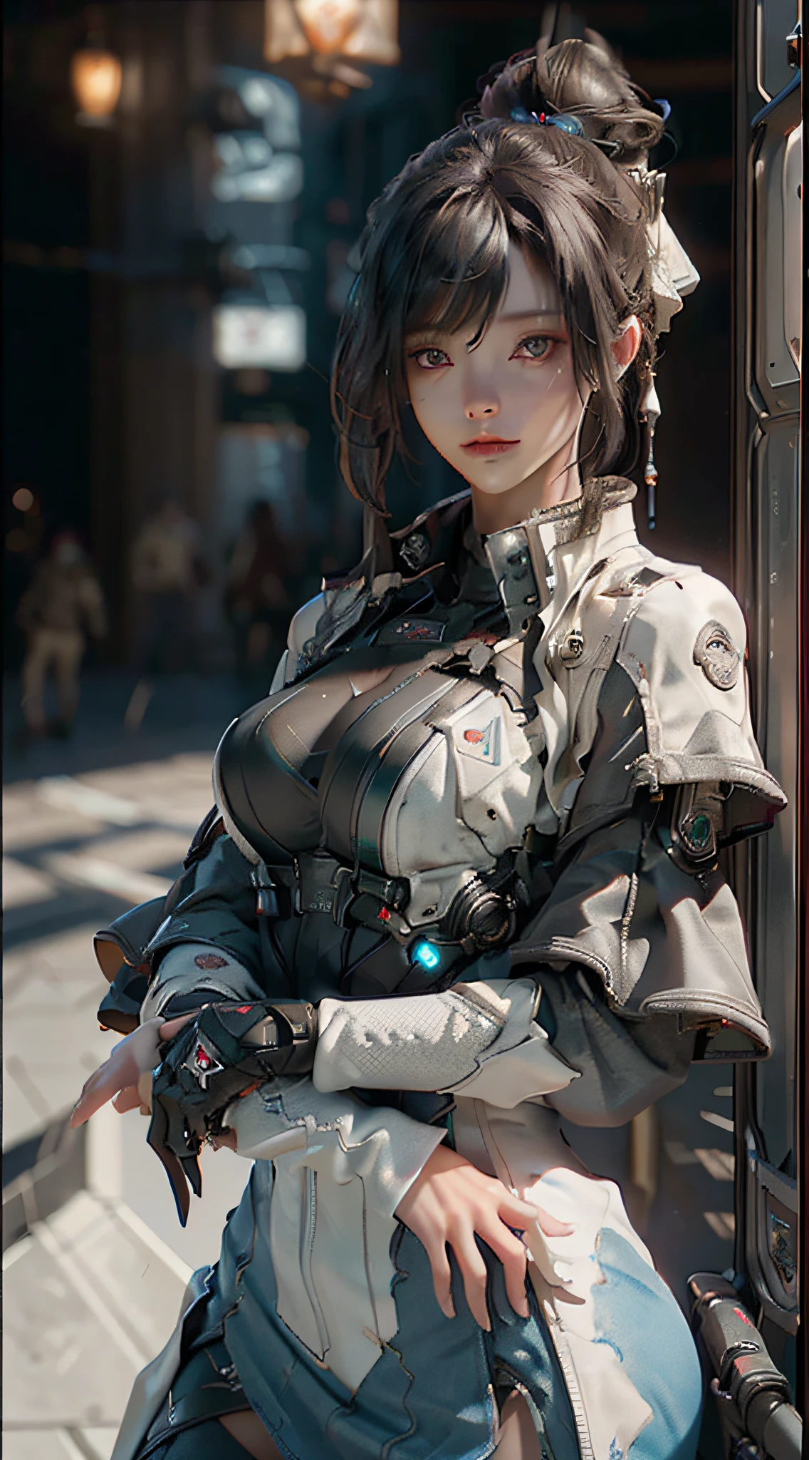 ((Best quality)), ((masterpiece)), (detailed:1.4), 3D, an image of a beautiful cyberpunk female,HDR (High Dynamic Range),Ray Tracing,NVIDIA RTX,Super-Resolution,Unreal 5,Subsurface scattering,PBR Texturing,Post-processing,Anisotropic Filtering,Depth-of-field,Maximum clarity and sharpness,Multi-layered textures,Albedo and Specular maps,Surface shading,Accurate simulation of light-material interaction,Perfect proportions,Octane Render,Two-tone lighting,Wide aperture,Low ISO,White balance,Rule of thirds,8K RAW,