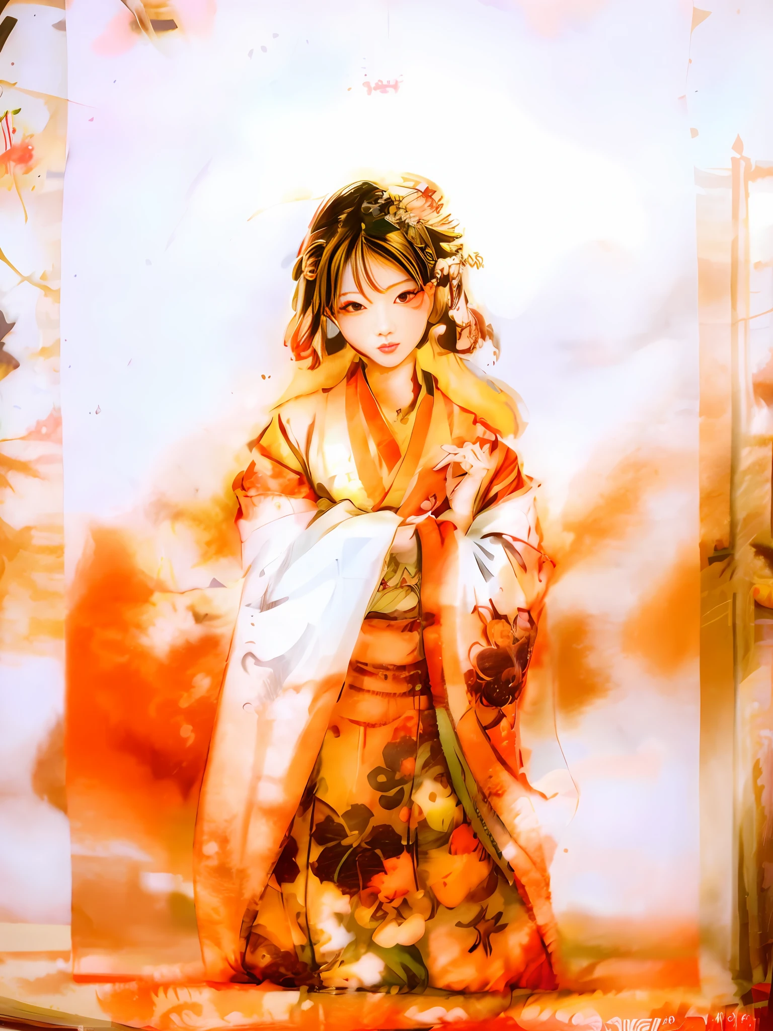 there is a drawing of a woman in a kimono outfit, ink manga drawing, pencil and ink manga drawing, inspired by Torii Kiyonaga, anime style portrait, inspired by Nishikawa Sukenobu, traditional drawing style, inspired by Kusumi Morikage, full color drawing, extremely fine ink lineart, anime style illustration, pencil and ink manga