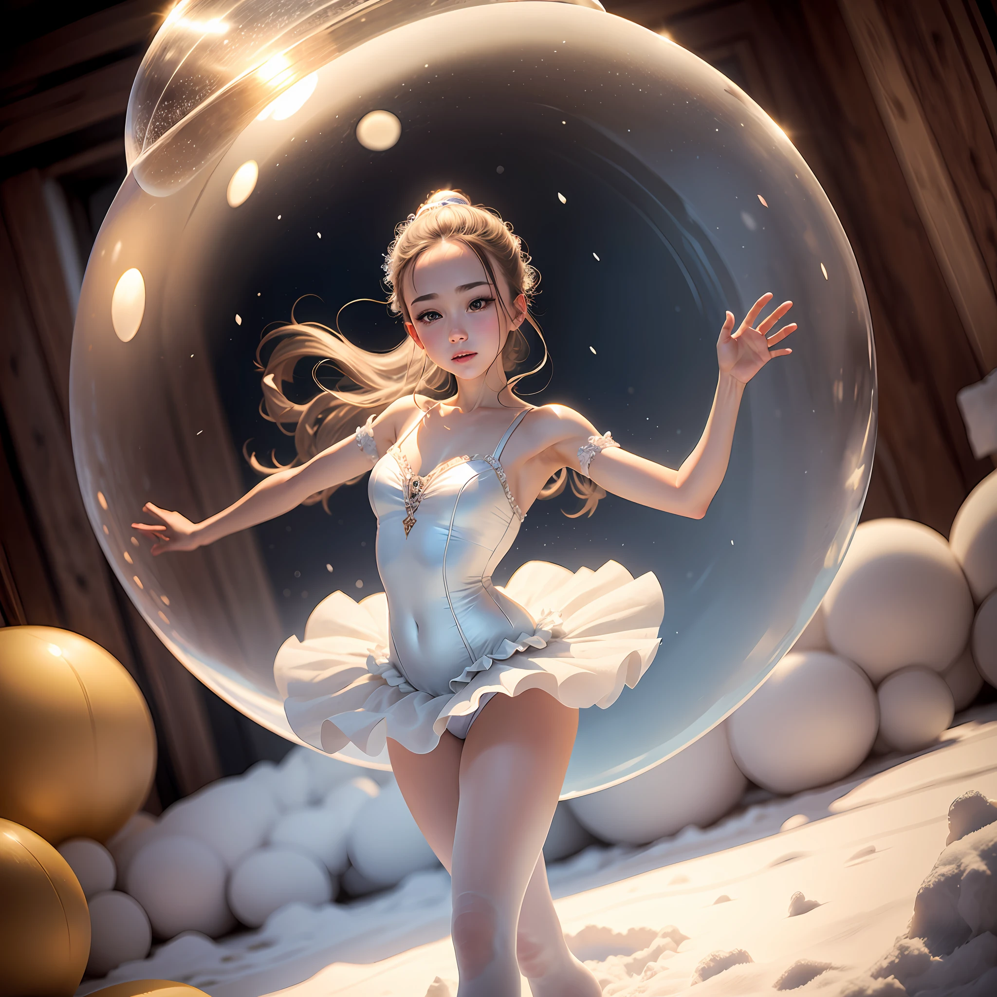 ballerina dancing inside a snow globe