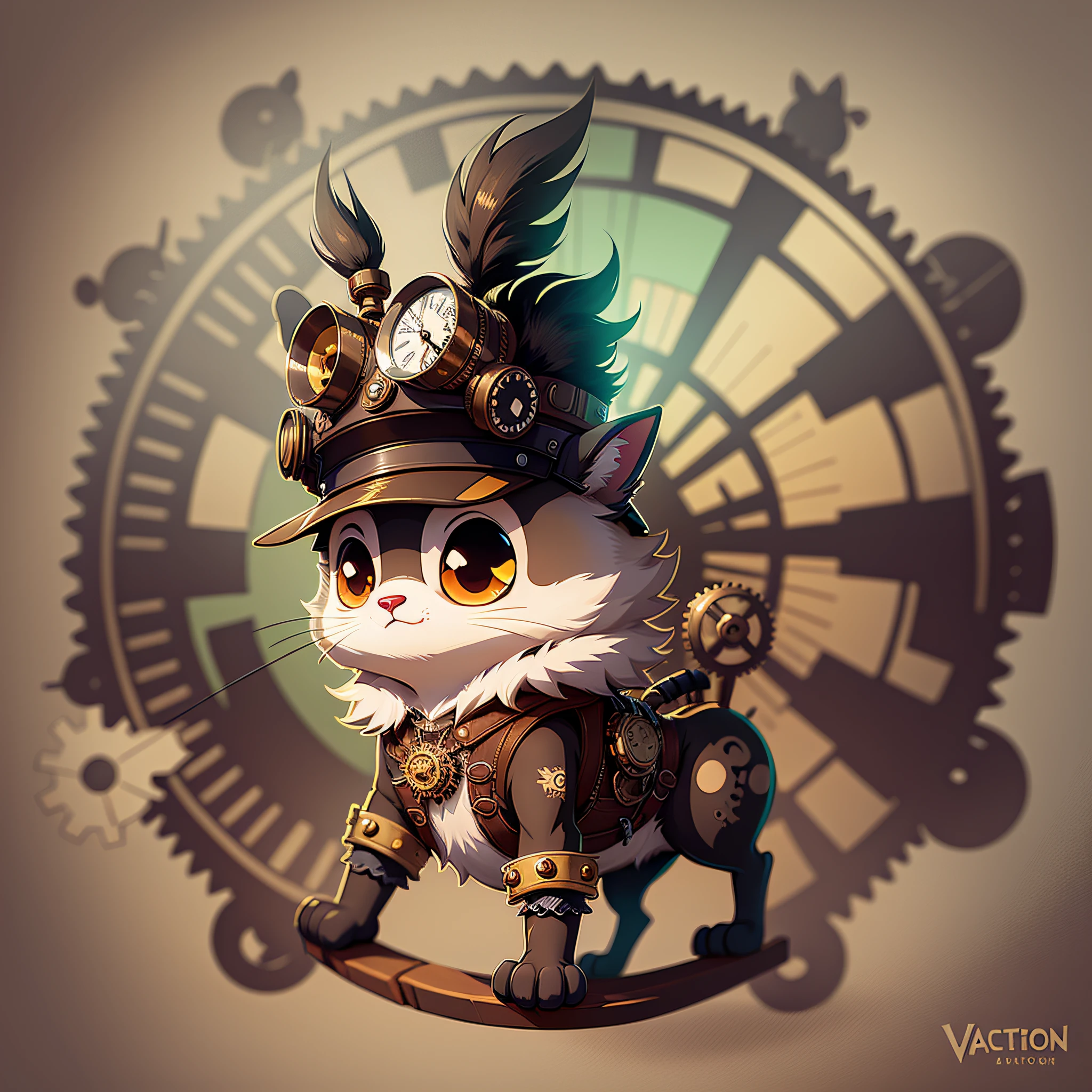 cute cartoon sticker of steampunk animal. vector art style --auto --s2