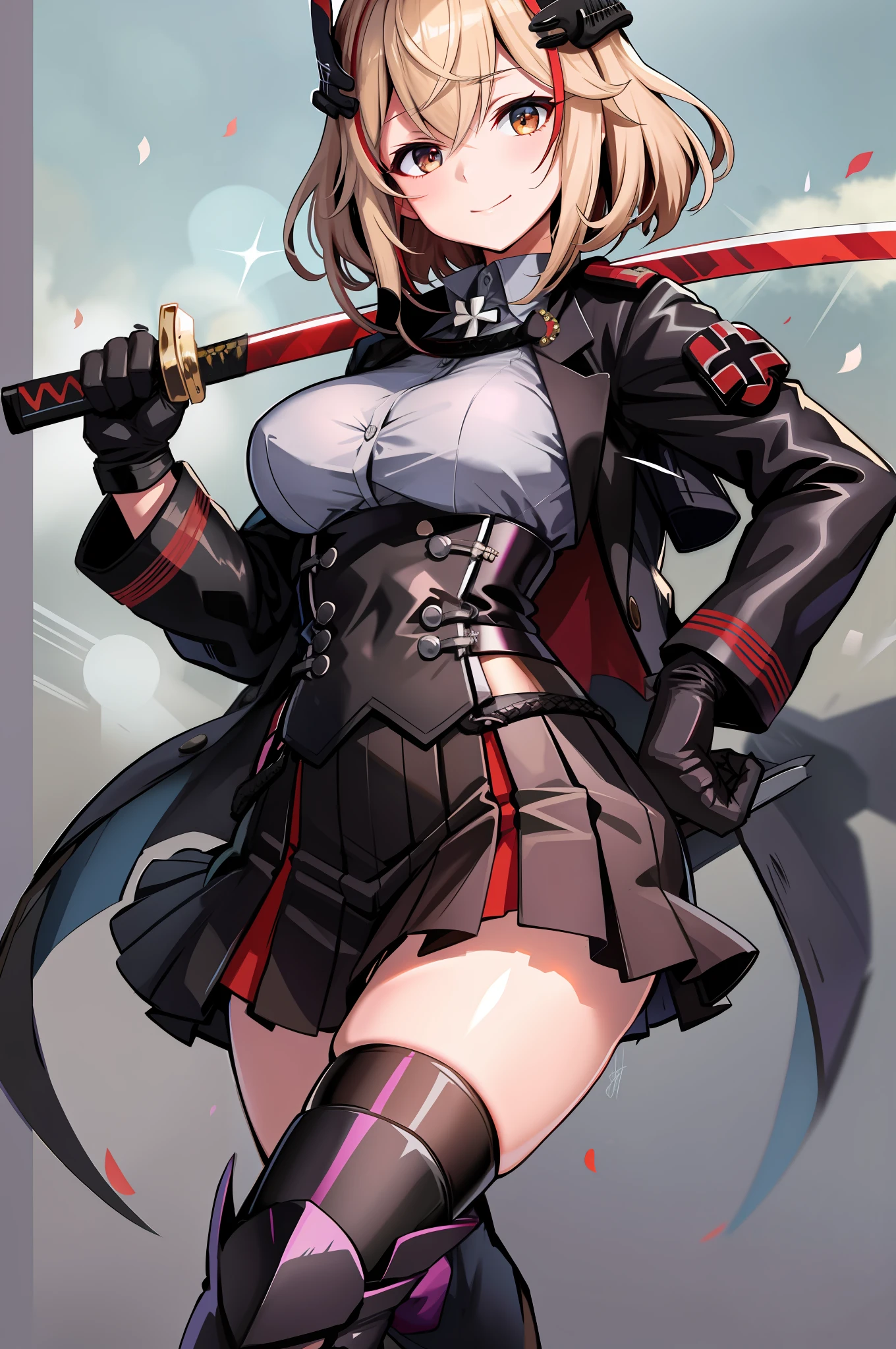 black gloves,Left hand grip on the katana,high quallity gloves,five firm,free right hand,hand with gloves