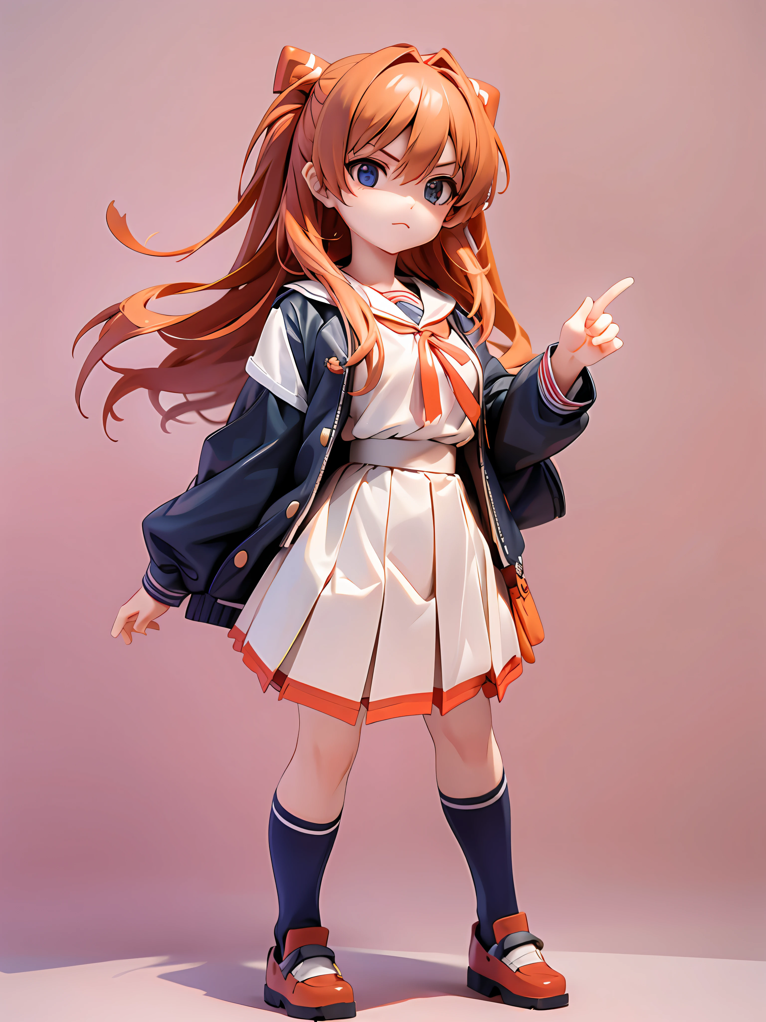 Asuka, 1 girl, school uniform, 8k, best quality, proud expression, serious expression, full body, chibi,
