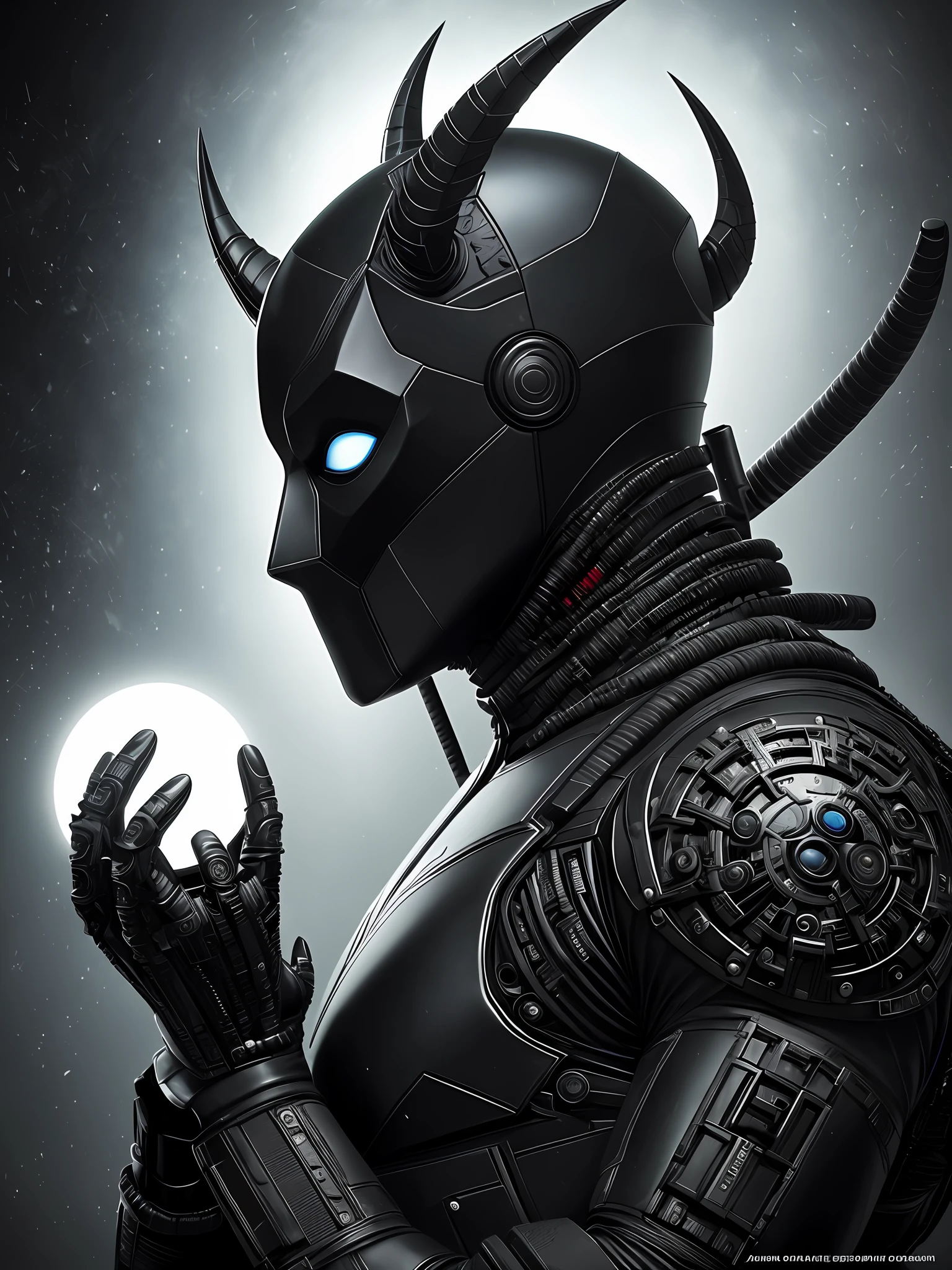 Photography, an amazing work of art by Deadpool from Marvel. The artwork is a true masterpiece, meticulously composed with the perfect balance of darkness and light, capturing the essence of the creature's menacing presence. The style is a fusion of sculpture and digital art, creating a three-dimensional representation of a cyborg with intricate details and realistic textures, best quality, high quality, high resolution, high-resolution fixation