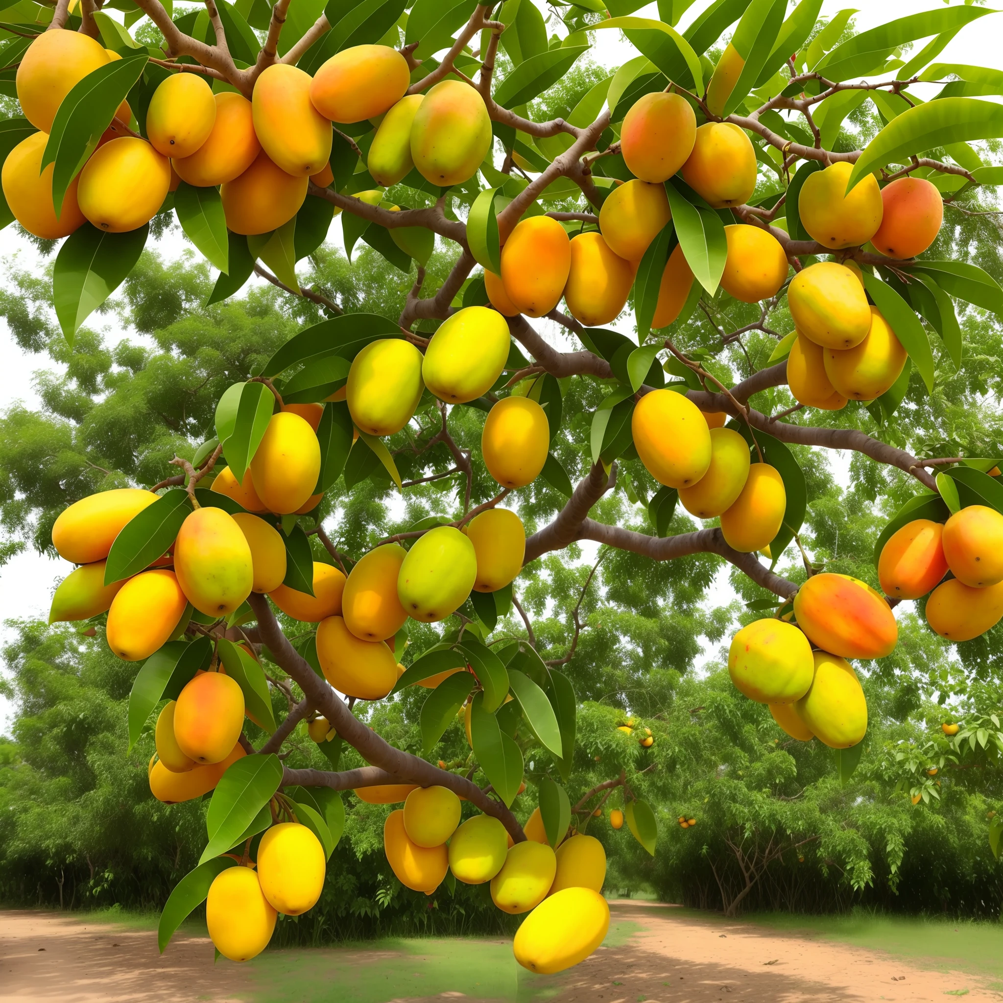 Mango tree with full of mangoes which is ripened