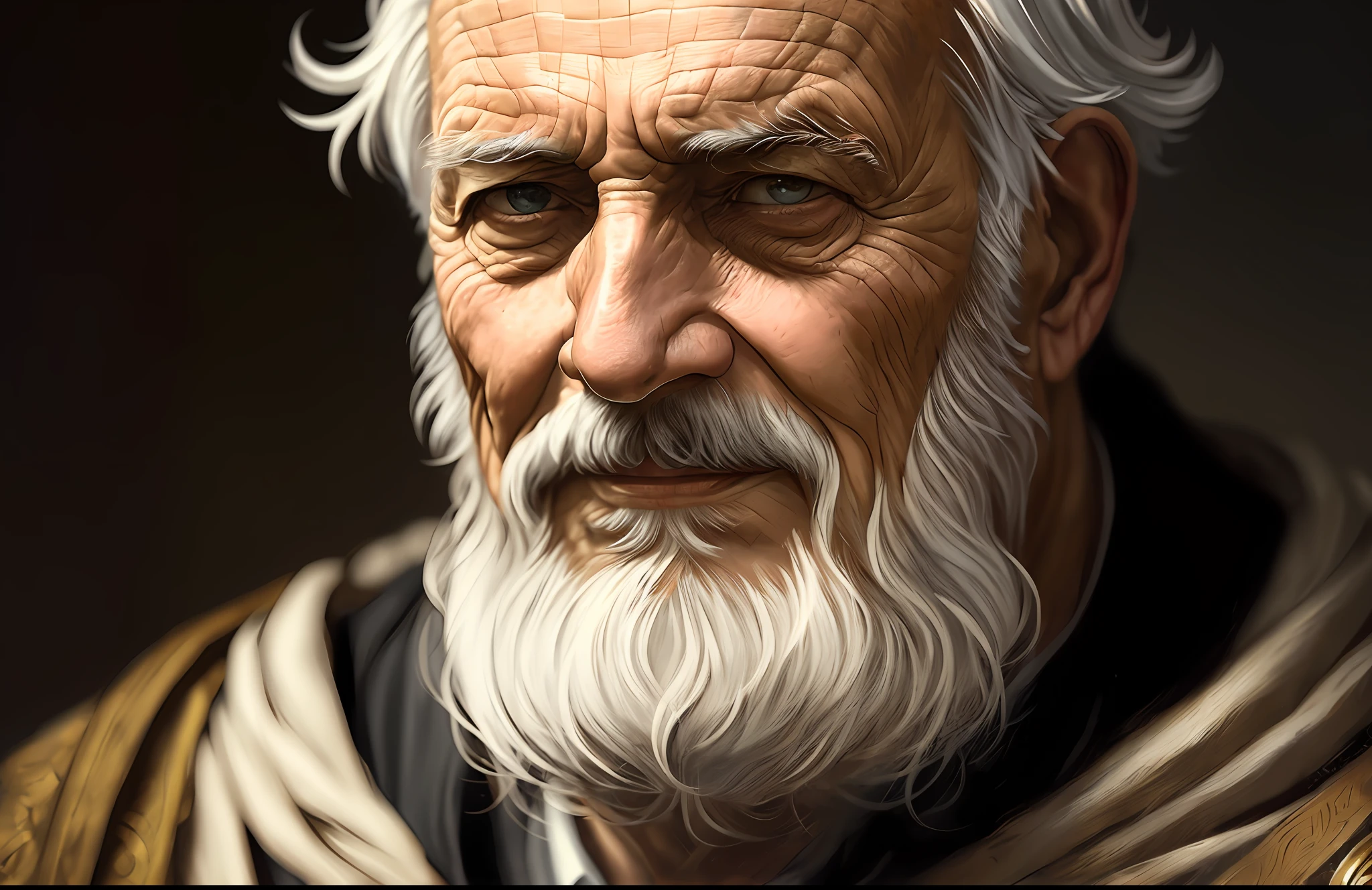 A portrait of an old man in the 2nd century, beautiful painting with highly detailed face by Greg Rutkowski and Magali Villanueve