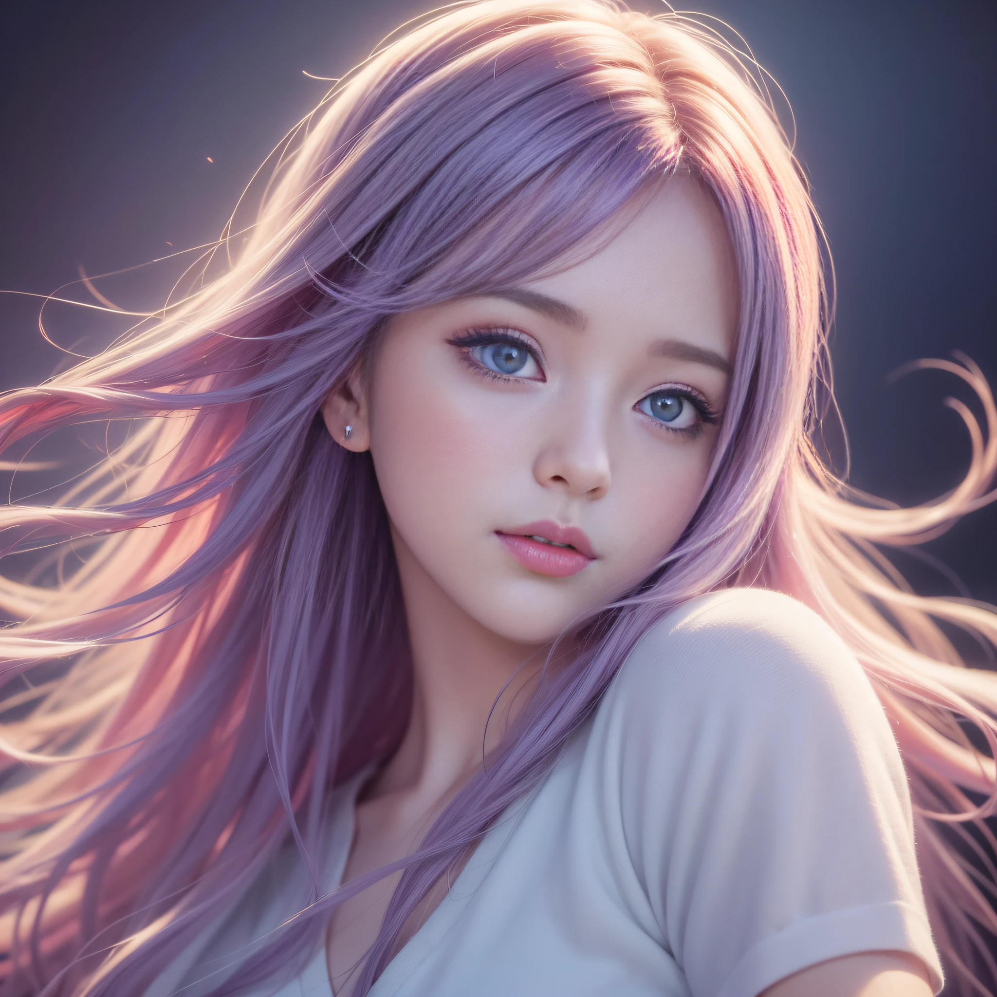 HD 4K, 8K, Film Wind, Mild Sunlight, Ink Painting 10.3, Watercolor 10.4, Sweet Style, Close-up of a woman with long hair, Colorful hair, Kawaii realistic portrait, Upper body portrait, Waist up photo, Front face photo, Colorful braids, // After rendering blue to 40% progress, start rendering red [blue:red:0.4], realistic hair, beautiful anime style, pure white background, white short sleeves, clothes on Simple pattern, realistic anime art style, beautiful anime portrait, realistic anime art style, anime style. Stunning anime face portraits, colorful]", vibrant fantasy style, cute art style, vibrant realistic colors, anime realism style, beautiful anime girls with characters as core, digital art, realistic style, live-action CG, colorful headband,