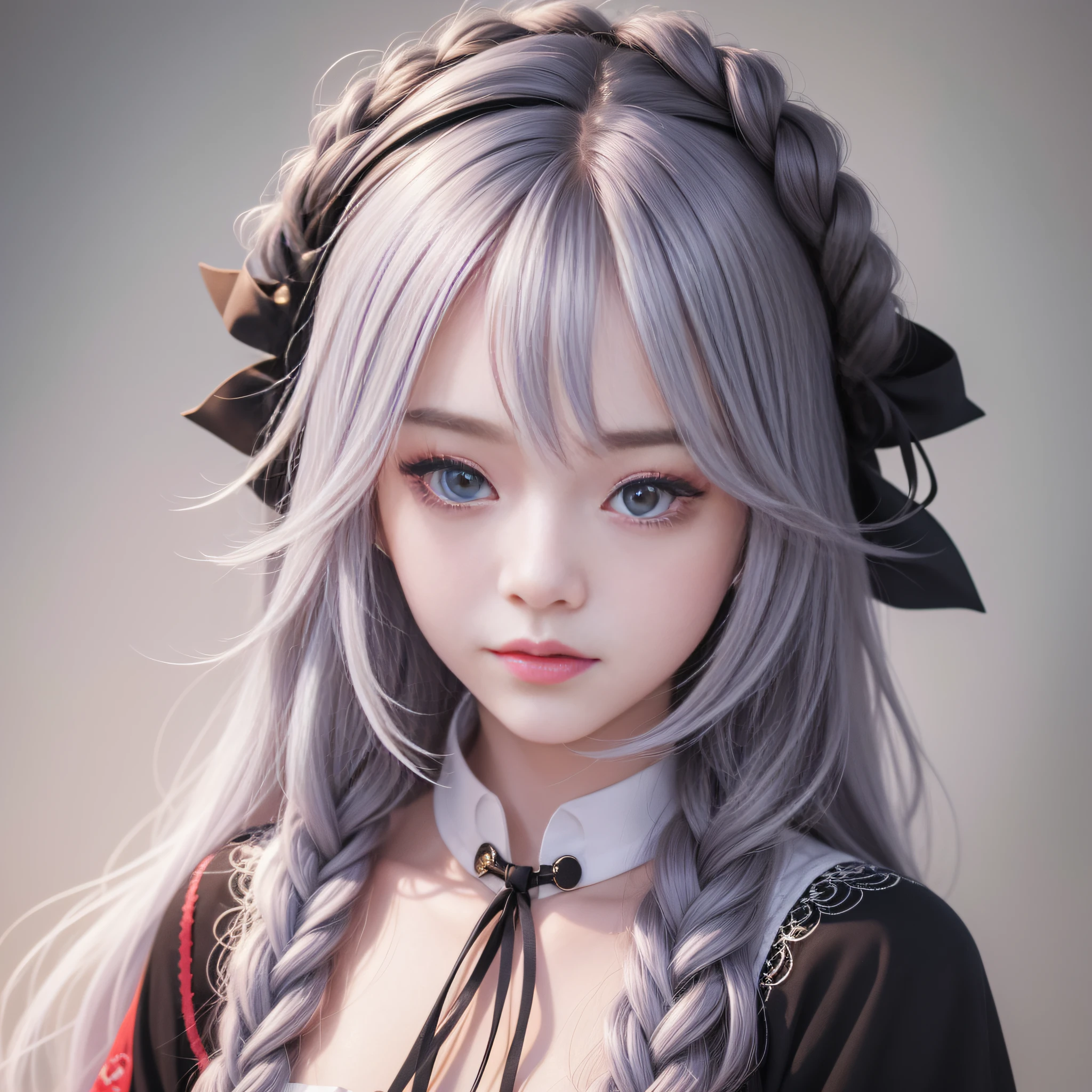 HD 4K, 8k, mild sunlight, color ink painting: 50, sweet style, close-up of a woman with long hair, chinese girl, black pupils, black pupils, colorful hair, kawaii realistic portrait, upper body portrait, waist above photo, front face photo, colorful braids, realistic hair, beautiful anime style, pure white background, white short sleeves, on clothes Simple pattern, realistic anime art style, beautiful anime portrait, realistic anime art style, anime style. Stunning anime face portraits, colorful]", vibrant fantasy style, cute art style, vibrant realistic colors, anime realism style, beautiful anime girls with characters as core, digital art, realistic style, live-action CG, colorful headband,