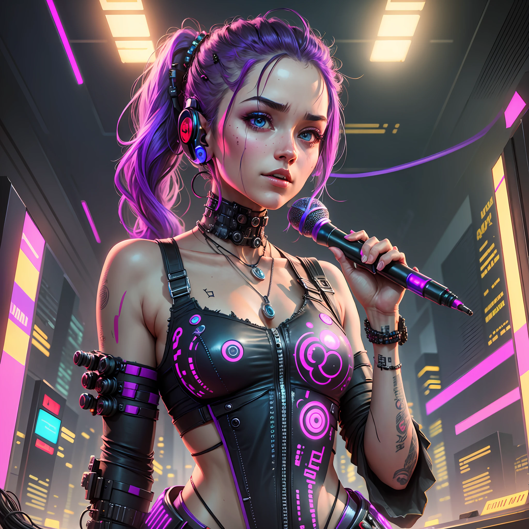 microphone complete cyberpunk, details intrincate, 16 k --auto --s2