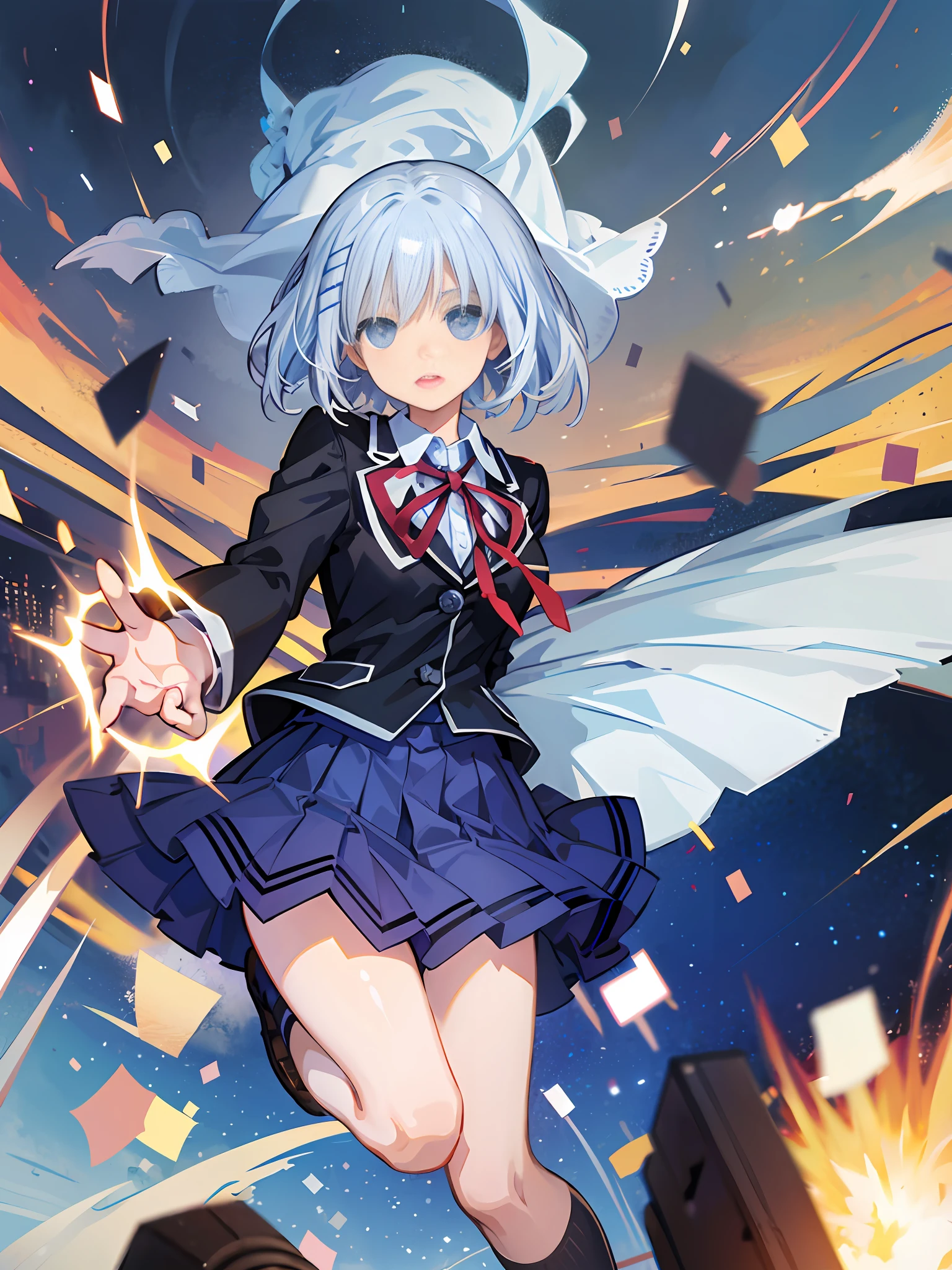 A girl in a school uniform, her expression was very incredible, her eyes were wide open, and it seemed that something unexpected had happened.