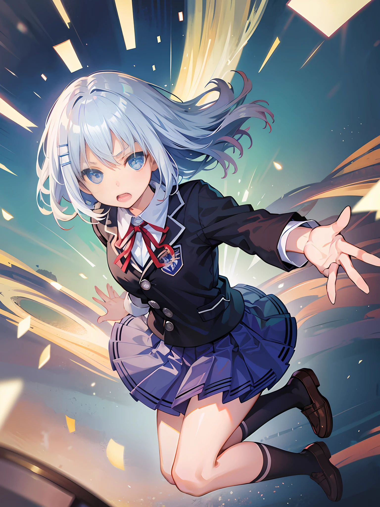 A girl in a school uniform, her expression was very incredible, her eyes were wide open, and it seemed that something unexpected had happened.