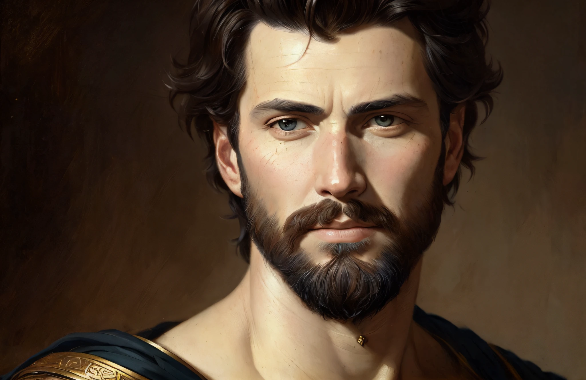 A portrait of a man in the 2nd century, beautiful painting with highly detailed face by Greg Rutkowski and Magali Villanueve