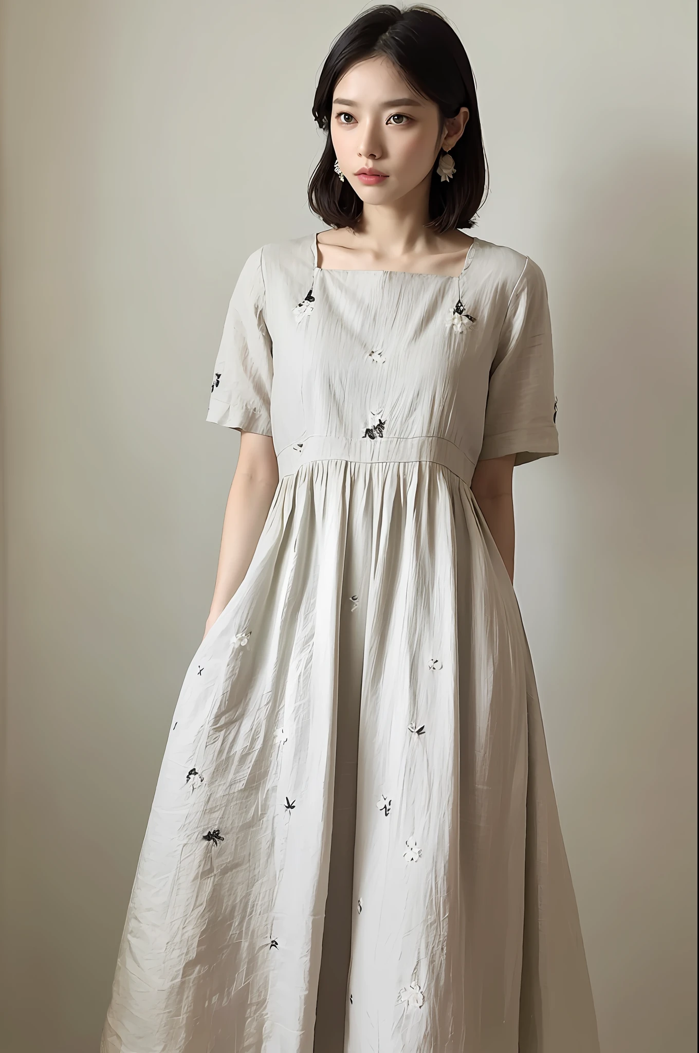 "Cotton and linen floral dress"